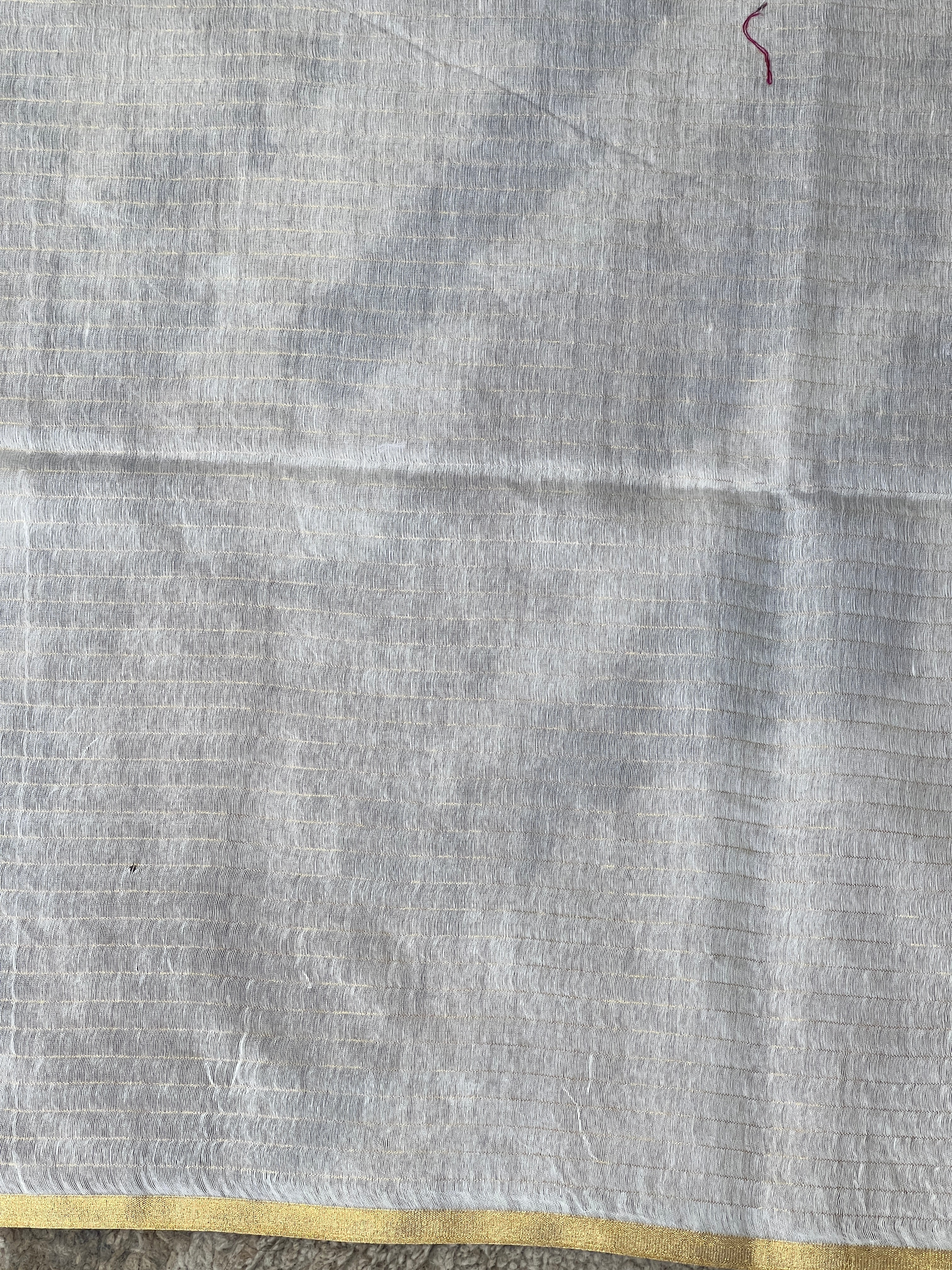 Zari Check Pattern Bhagalpuri Linen Saree | SRE105