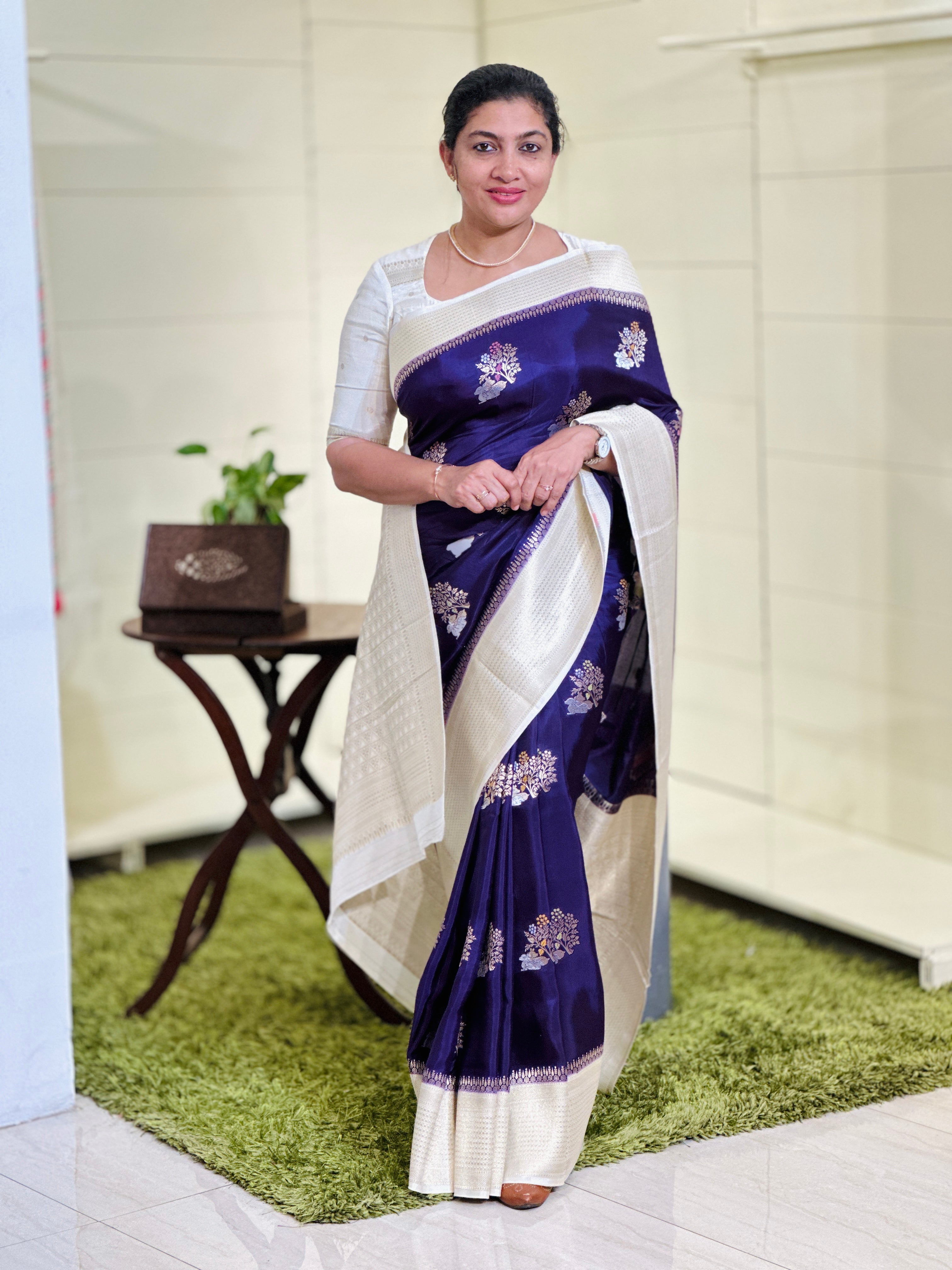 Meenakari Woven Kathan Silk Banarasi Saree | NN412