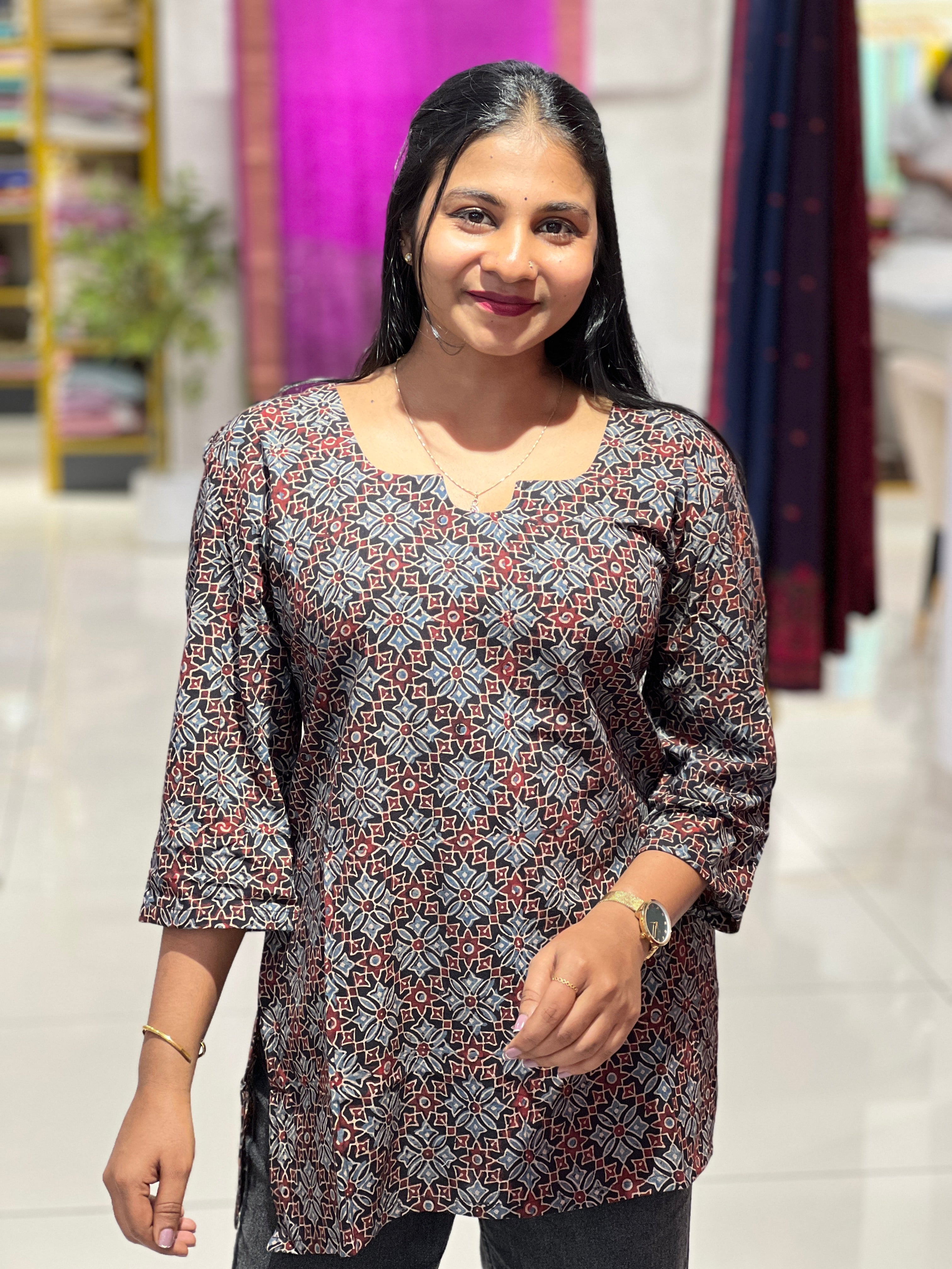 Printed Cotton Short Kurta | DNT932