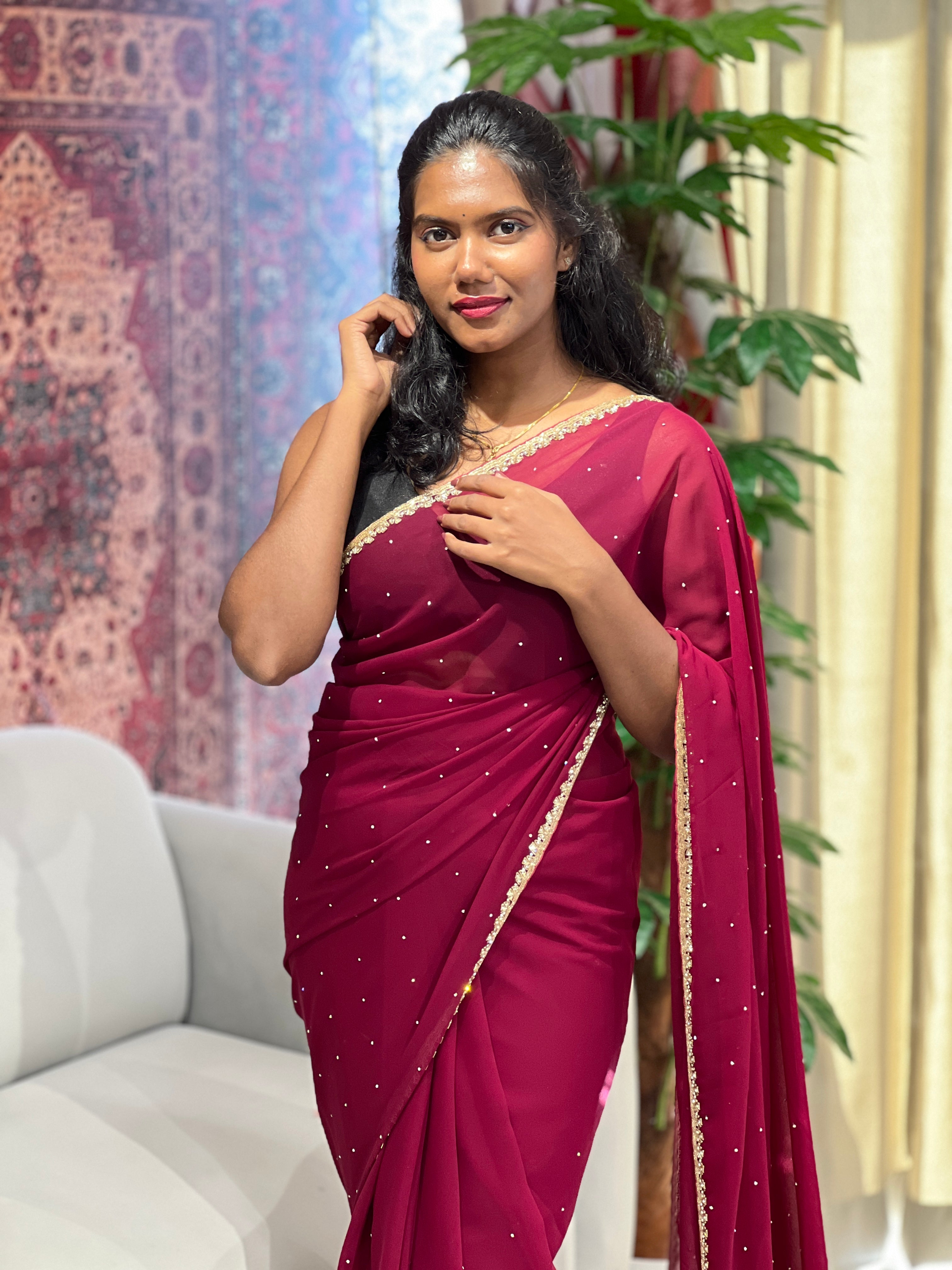 Jarkan Stone Work Georgette Saree | ISP136