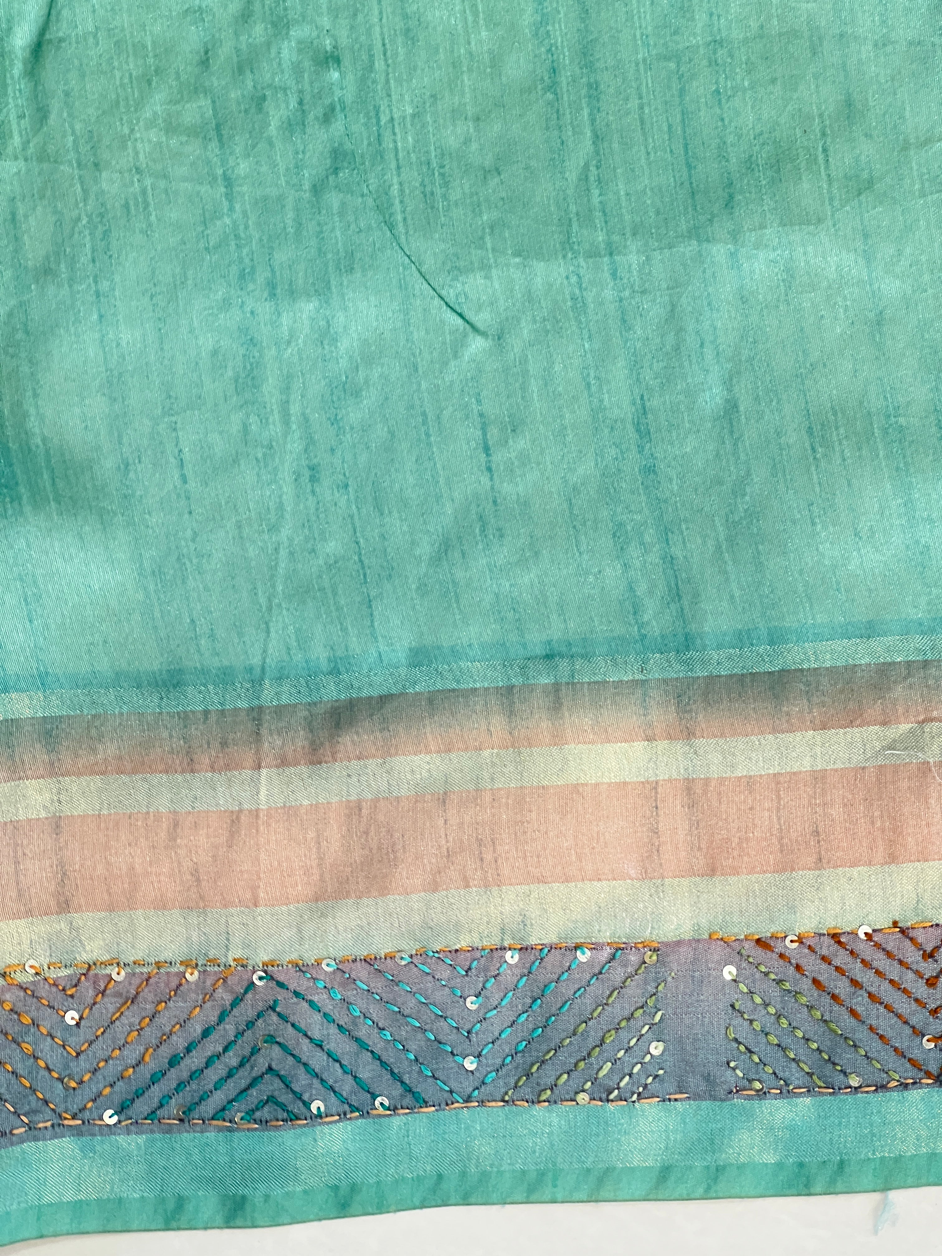 Floral Embroidered Tussar Finish Saree | BLD573