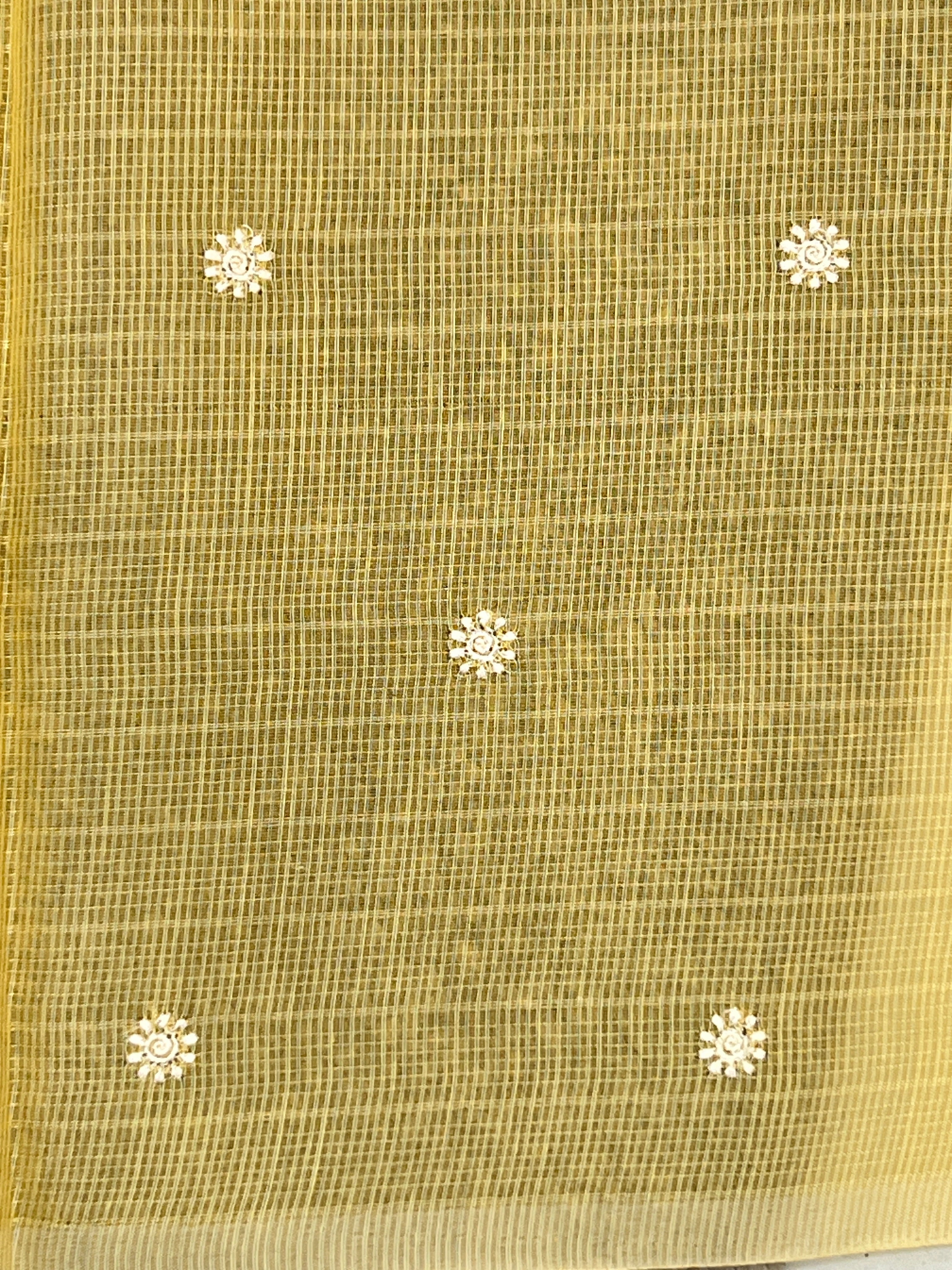 Floral Machine Embroidered Check Organza Saree | PKS106