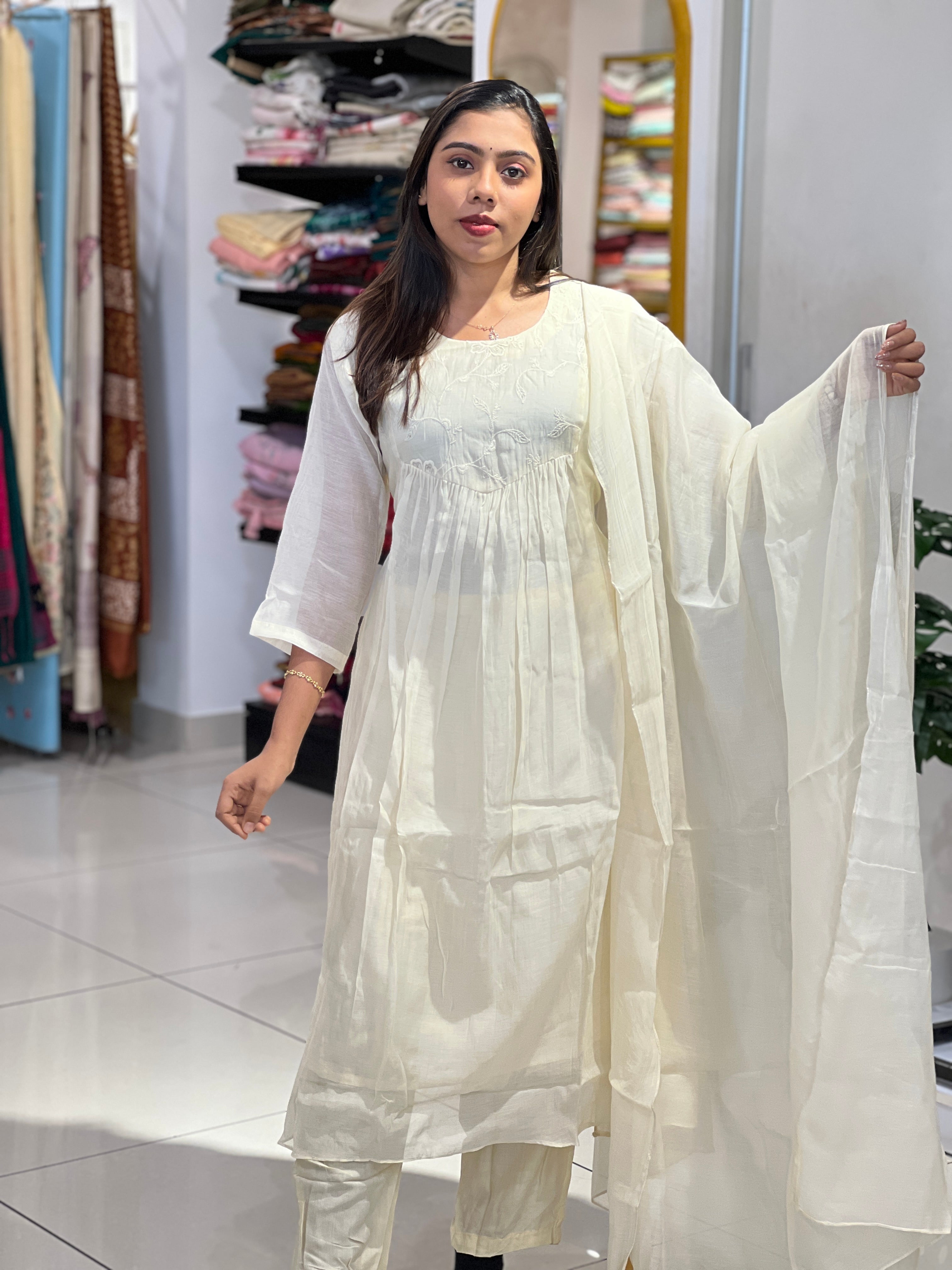 Embroidery Pattern Chanderi A-Line  Kurta Set | GMA163