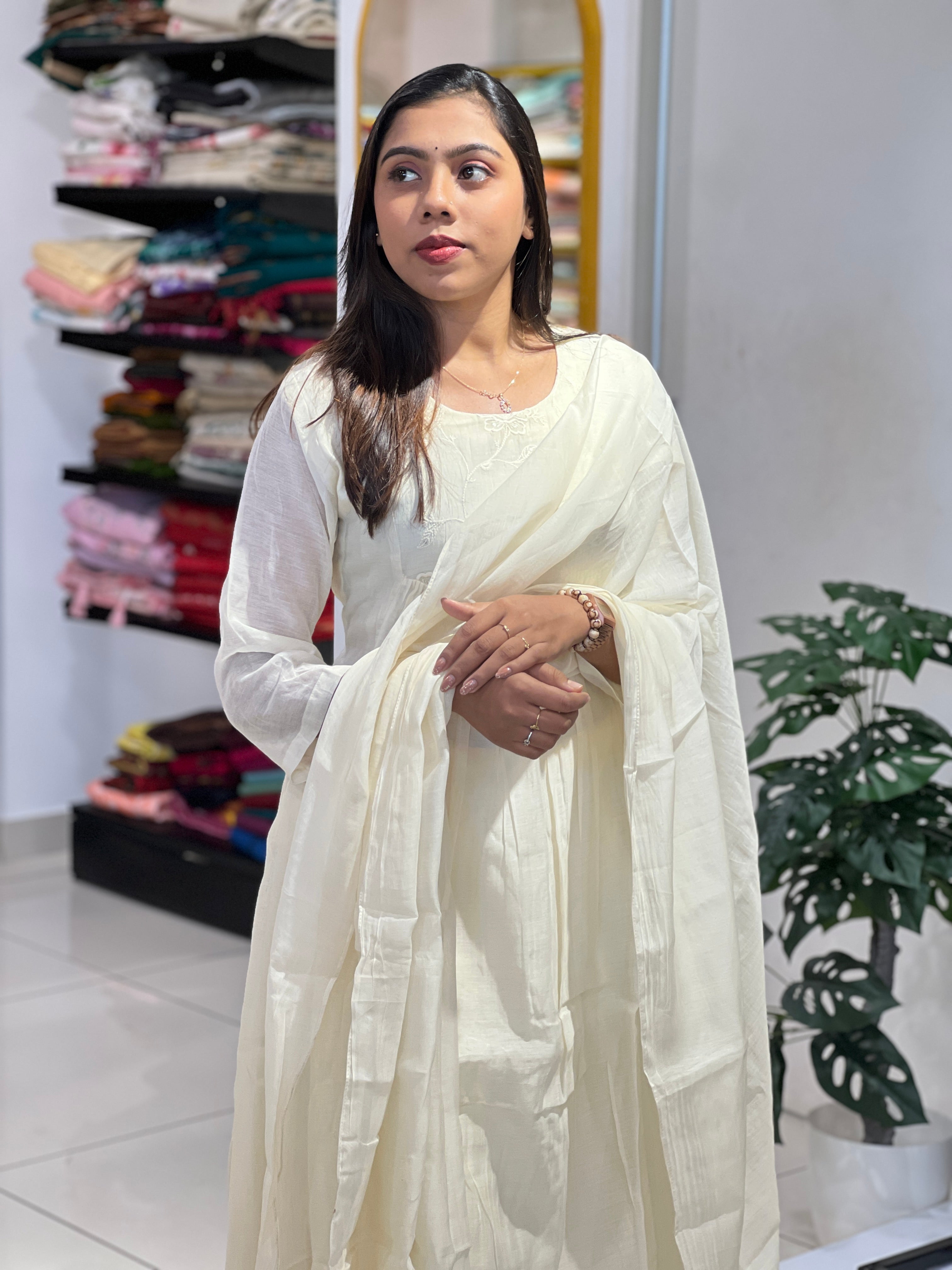 Embroidery Pattern Chanderi A-Line  Kurta Set | GMA163