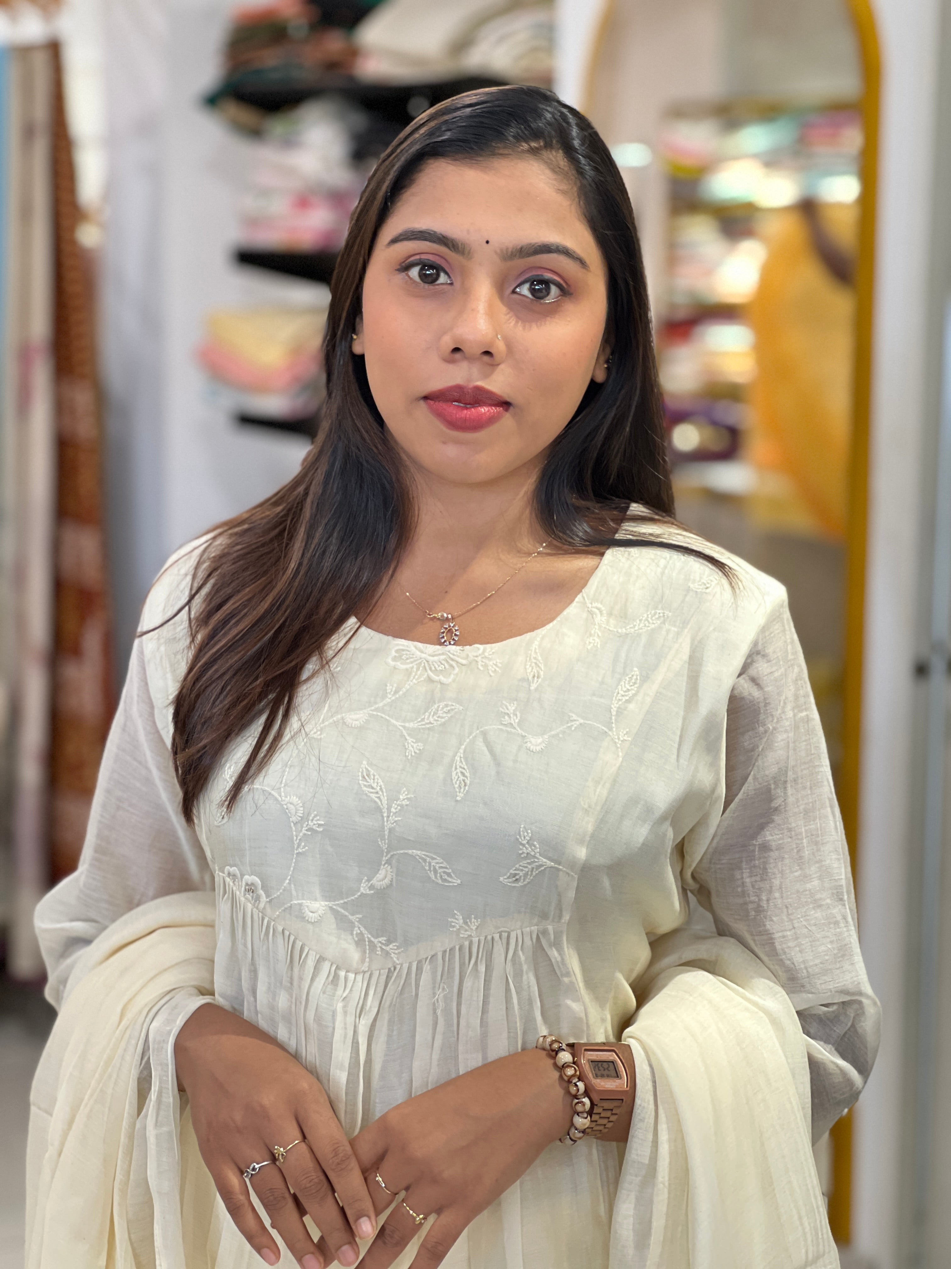 Embroidery Pattern Chanderi A-Line  Kurta Set | GMA163