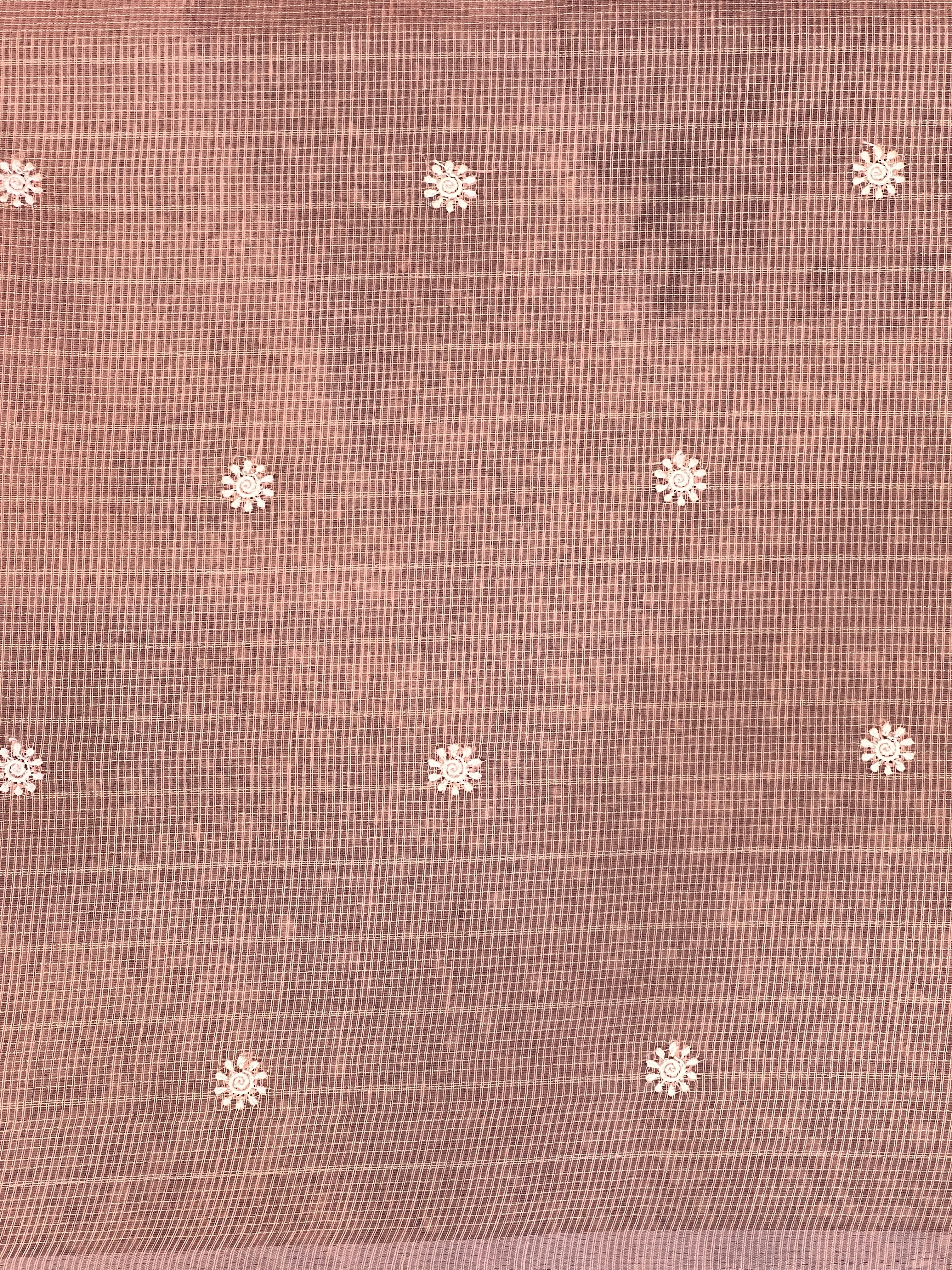 Floral Machine Embroidered Check Organza Saree | PKS105