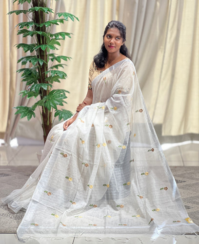 Floral Machine Embroidered Silky Kota Saree | NHH519