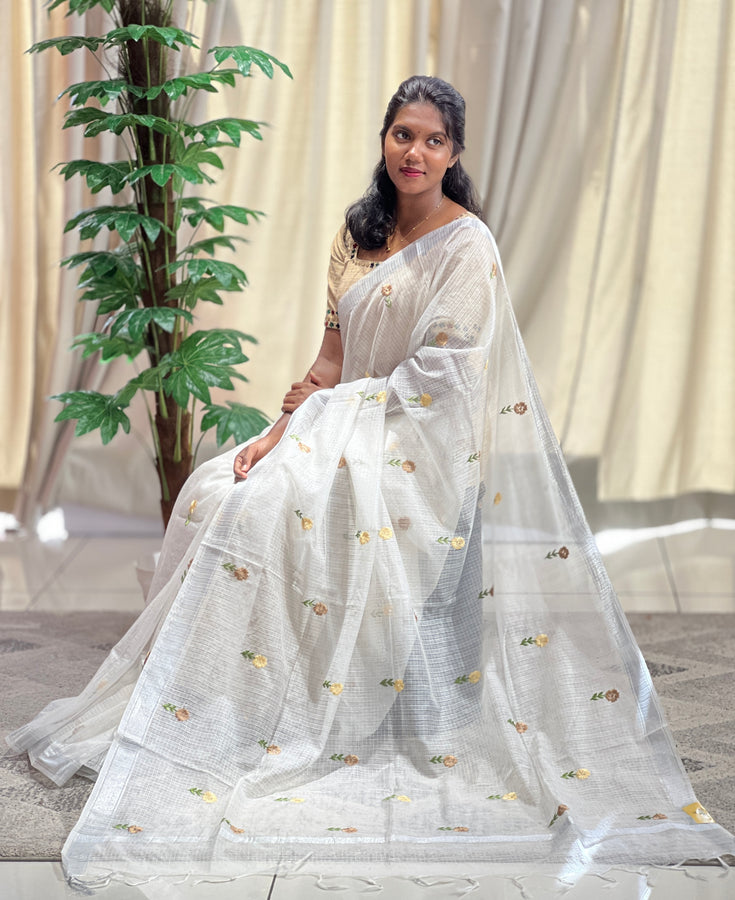 Floral Machine Embroidered Silky Kota Saree | NHH519