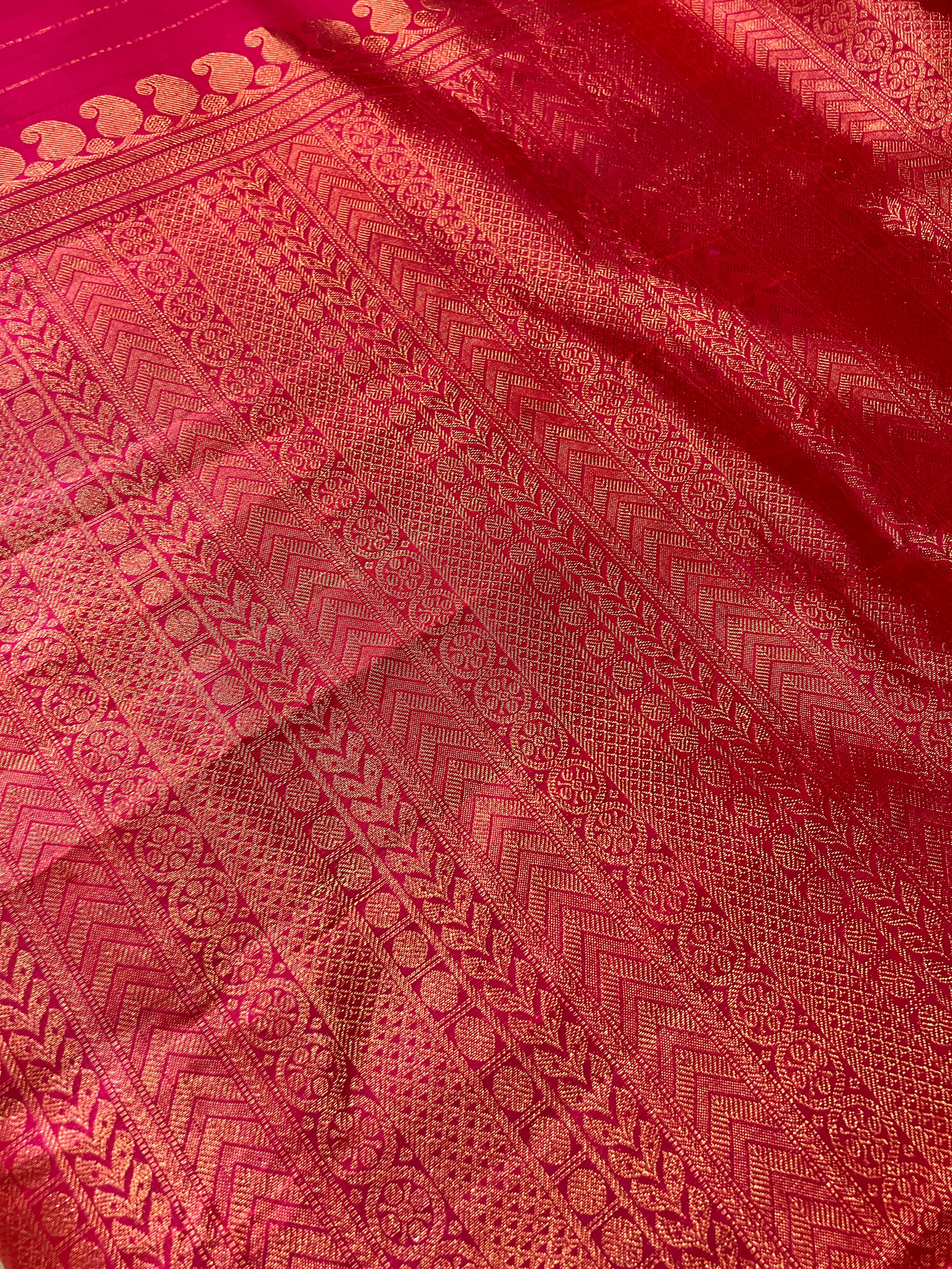Reddish-Pink Color Kanchipuram Saree | OM110