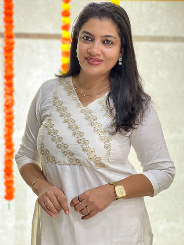Embroidery With Sugar Beads Detailed Chanderi Silk Kurta Material | DN767