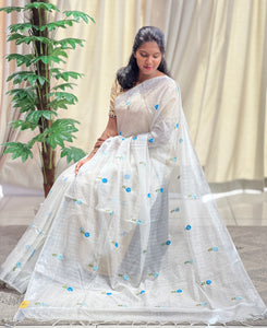 Floral Machine Embroidered Silky Kota Saree | NHH520