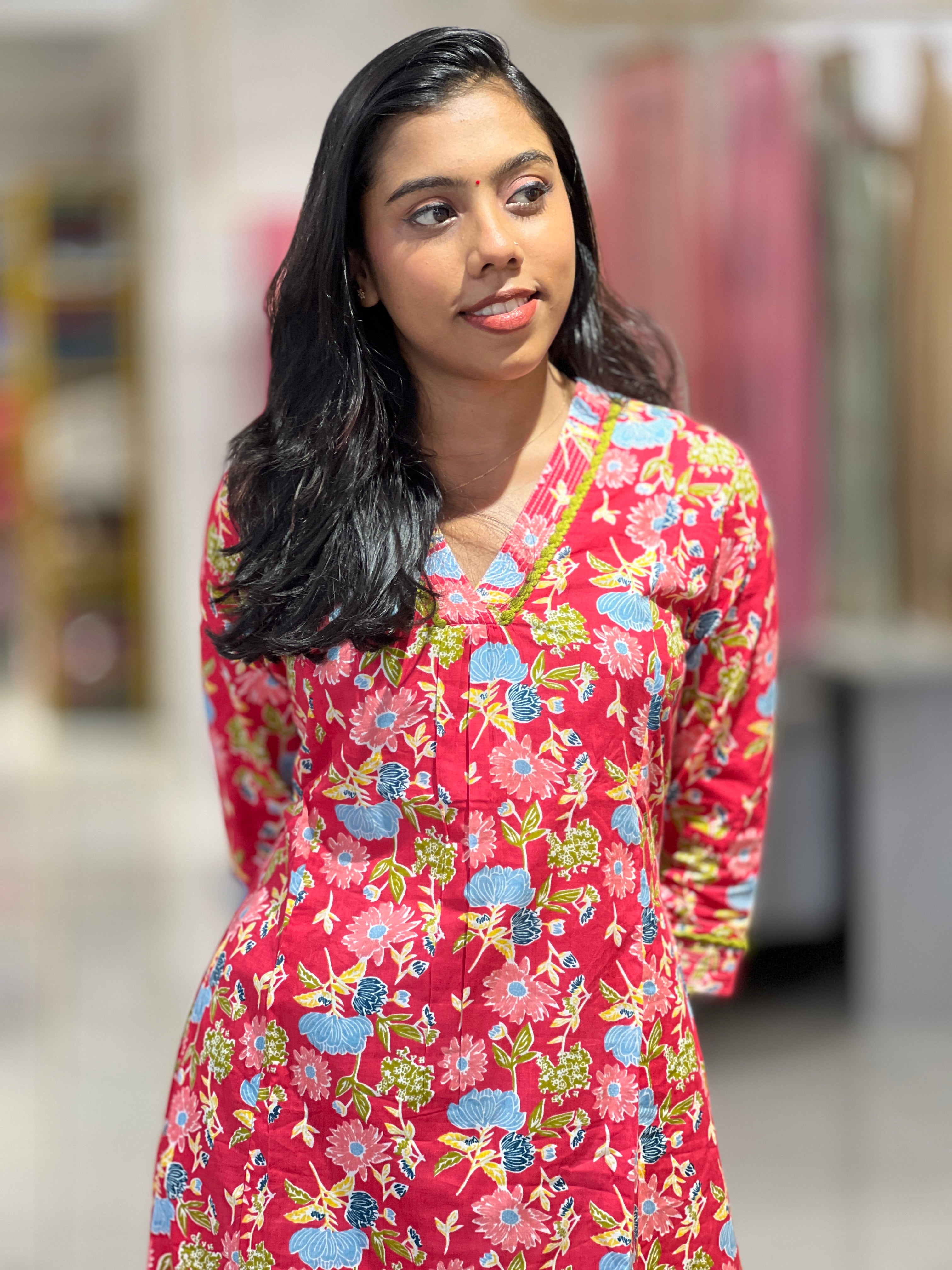 Floral Printed Cotton Kurta | DIL112
