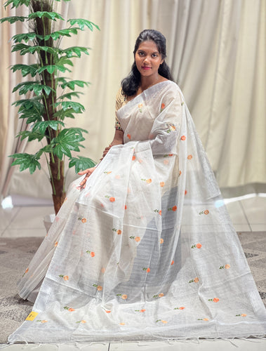 Floral Machine Embroidered Silky Kota Saree | NHH518