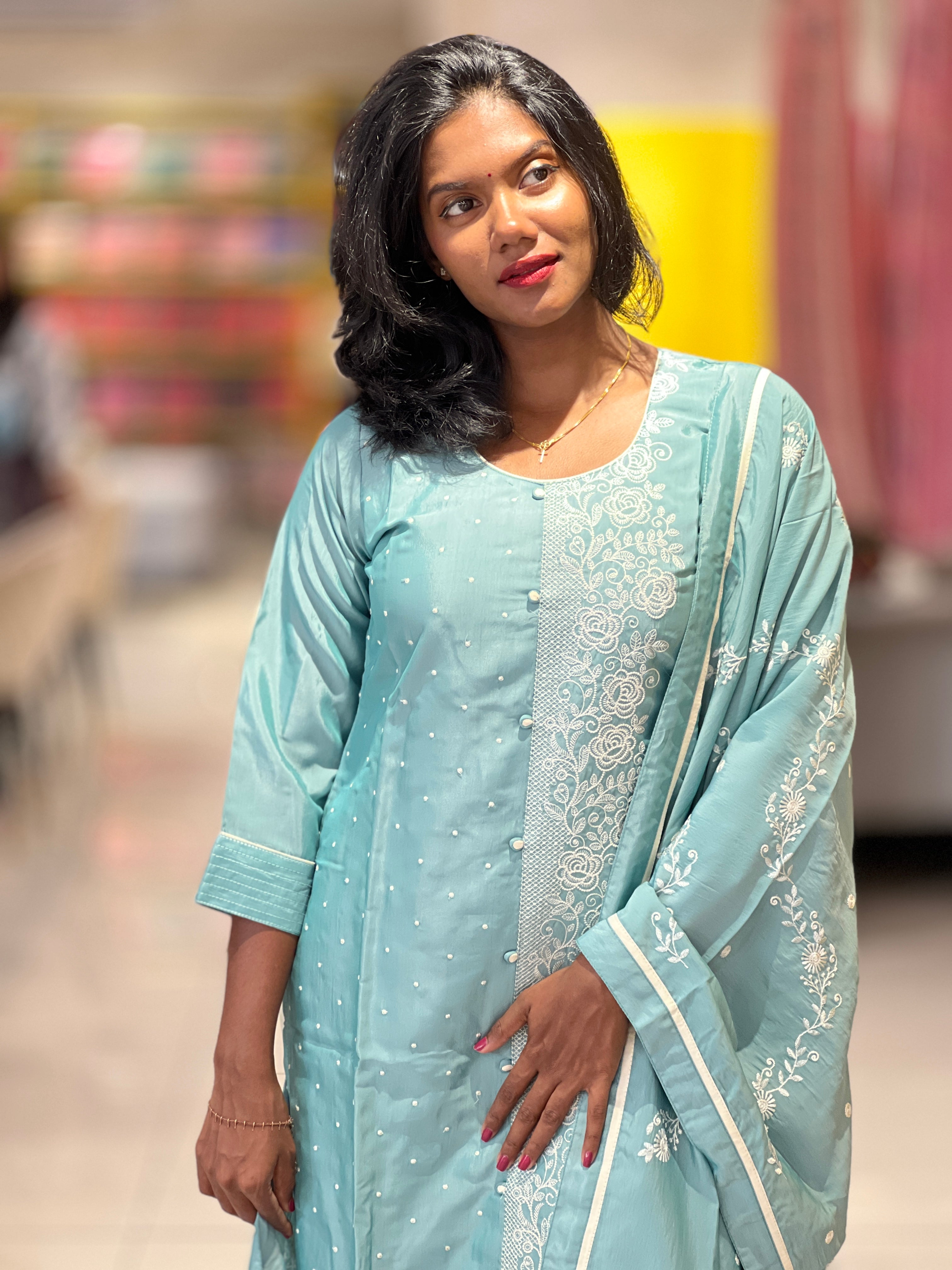 Embroidery Semi Silk Kurta Set | YAS166