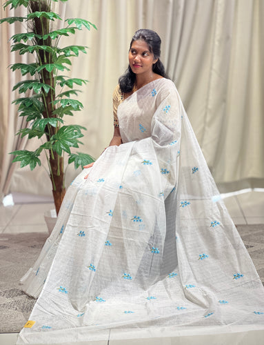 Floral Embroidery Detailed Silky Kota Saree | NHH509