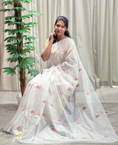 Floral Embroidery Detailed Silky Kota Saree | NHH511