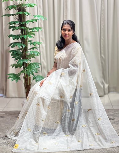Floral Embroidery Detailed Silky Kota Saree | NHH514