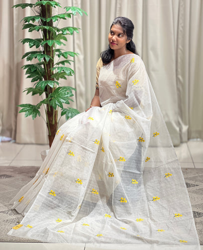 Floral Embroidery Detailed Silky Kota Saree | NHH512
