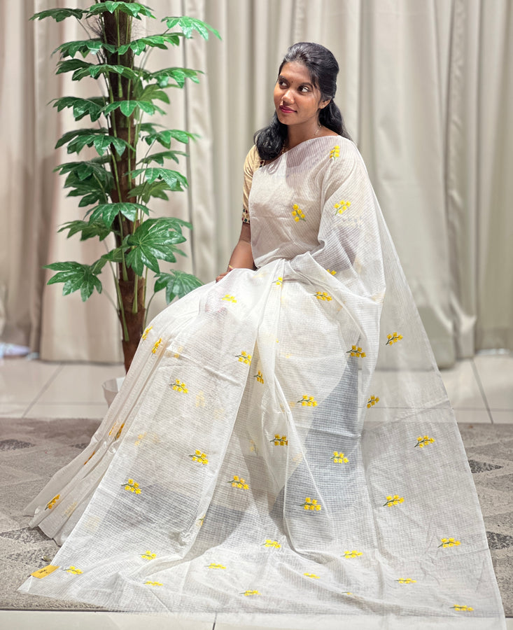 Floral Embroidery Detailed Silky Kota Saree | NHH512