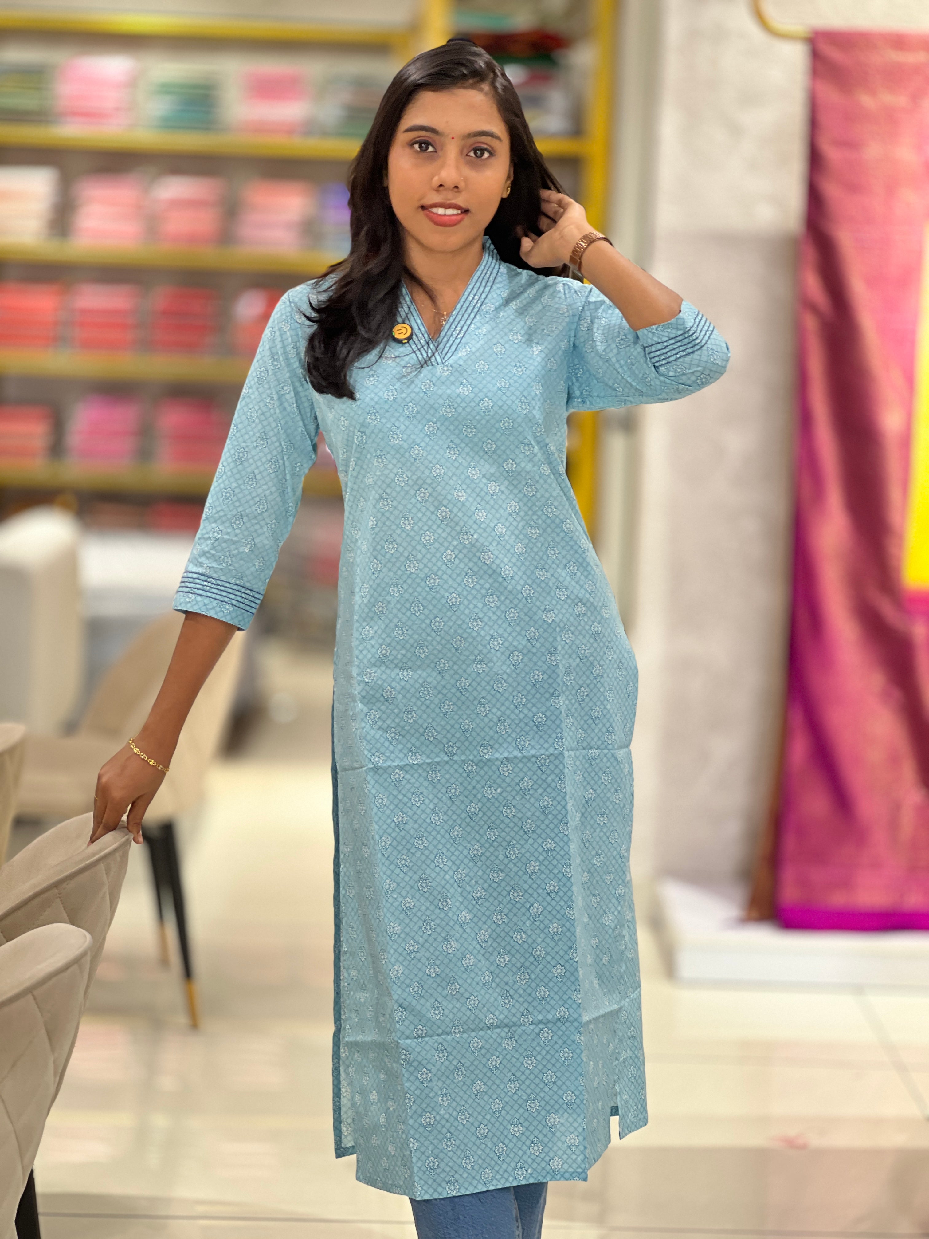 Floral Printed Pattern Cotton Kurta | DIL133