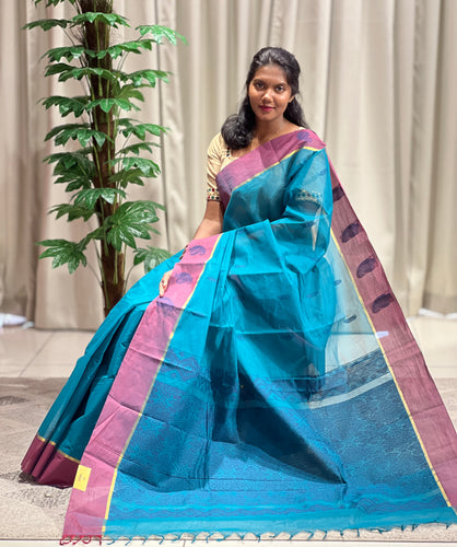 Thread Woven Butta Detailed Cotton Saree | SRK115