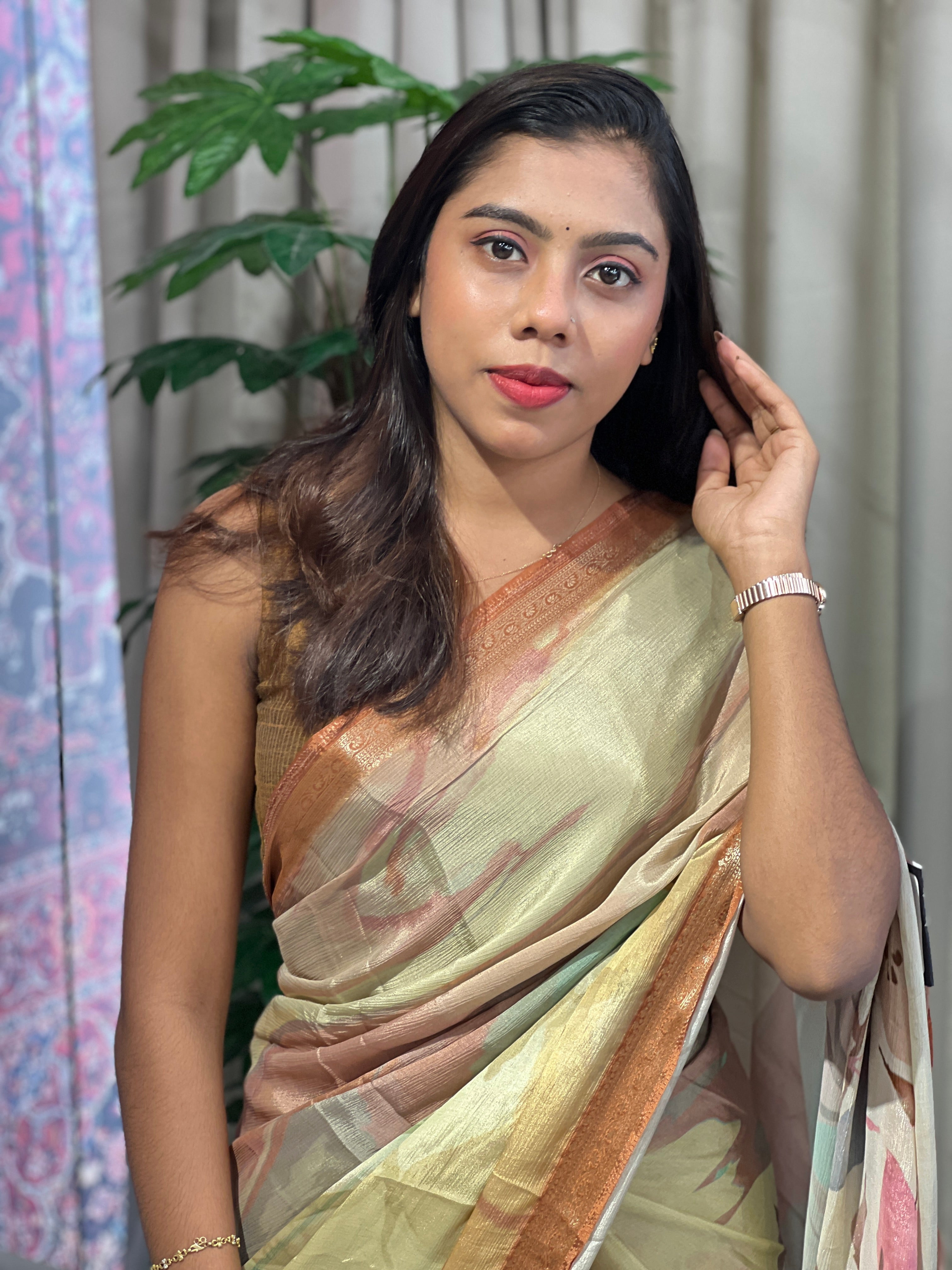 Floral Digital Printed Chinon Saree | SSN346