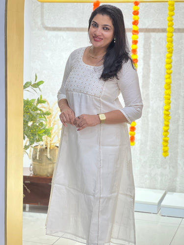 Beads & Sequence Embroidery Detailed Chanderi Silk Kurta Material | DN763