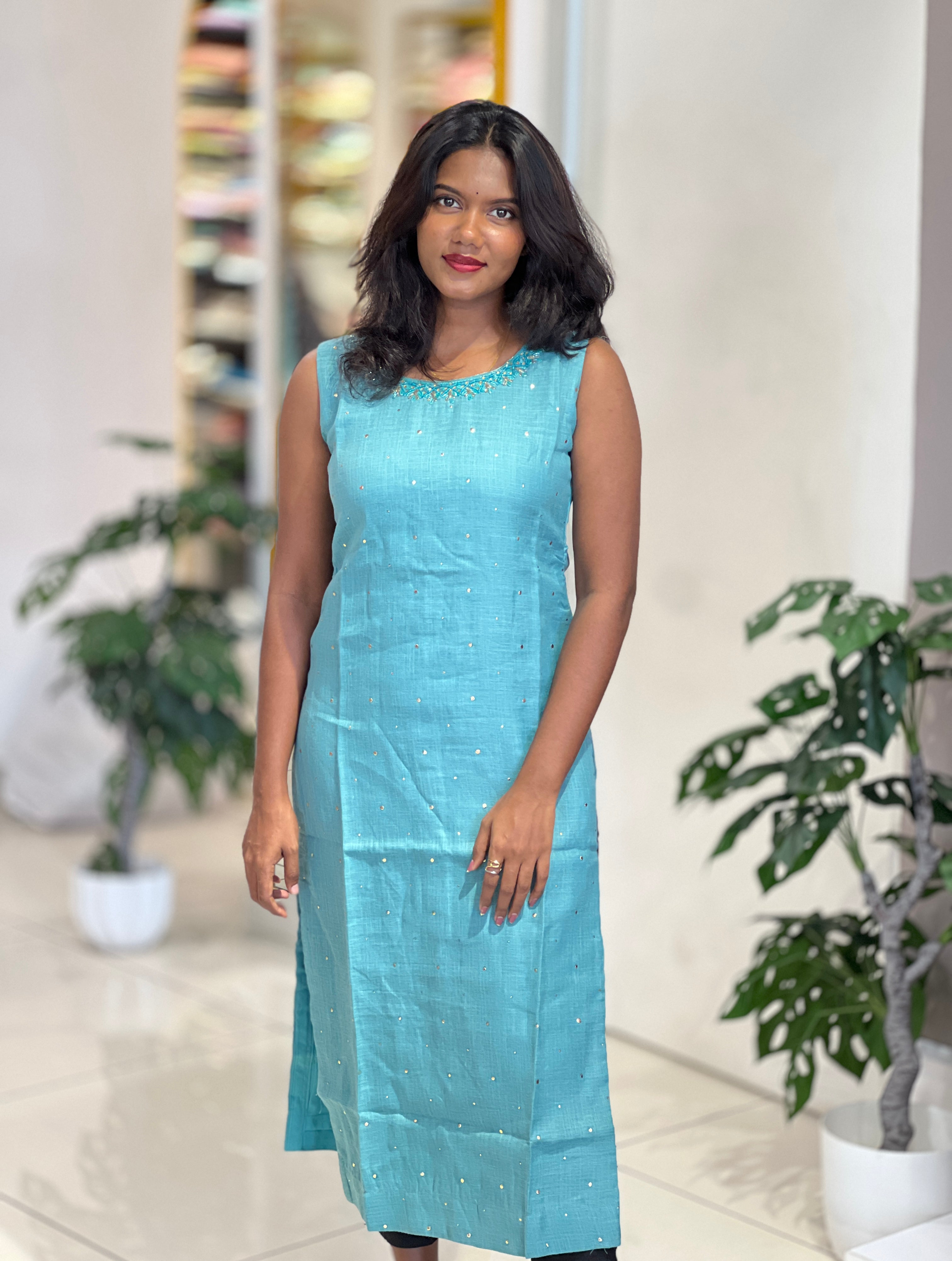 Handwork Detailed Linen Cotton Kurta | NAI206