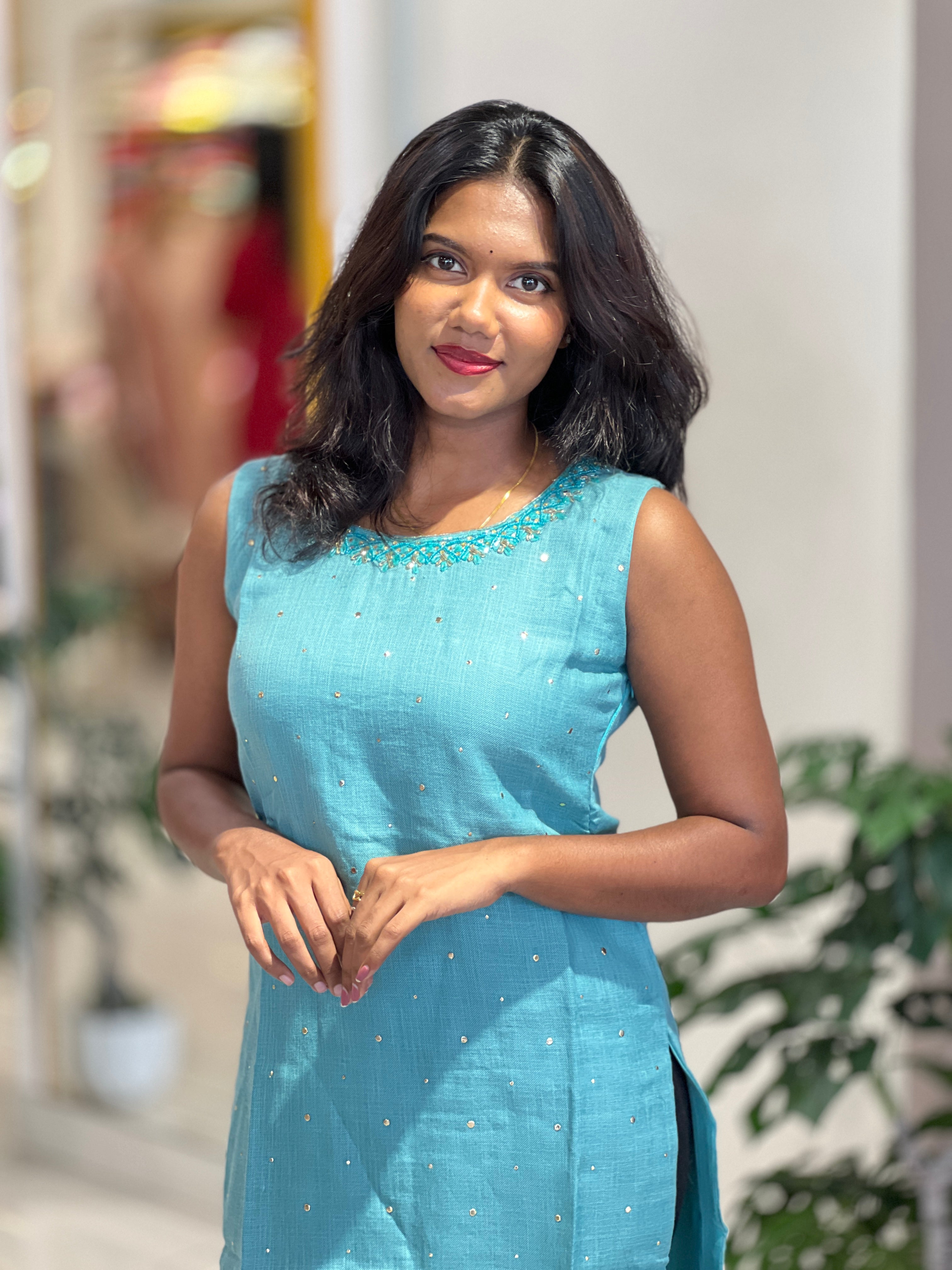 Handwork Detailed Linen Cotton Kurta | NAI206