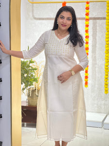 Embroidery With Sequence Detailed Chanderi Silk Kurta Material | DN762