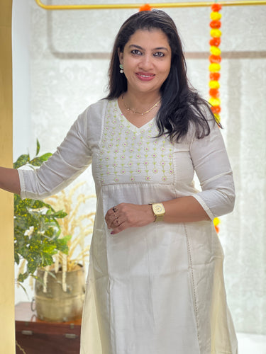 Embroidery With Sequence Detailed Chanderi Silk Kurta Material | DN762