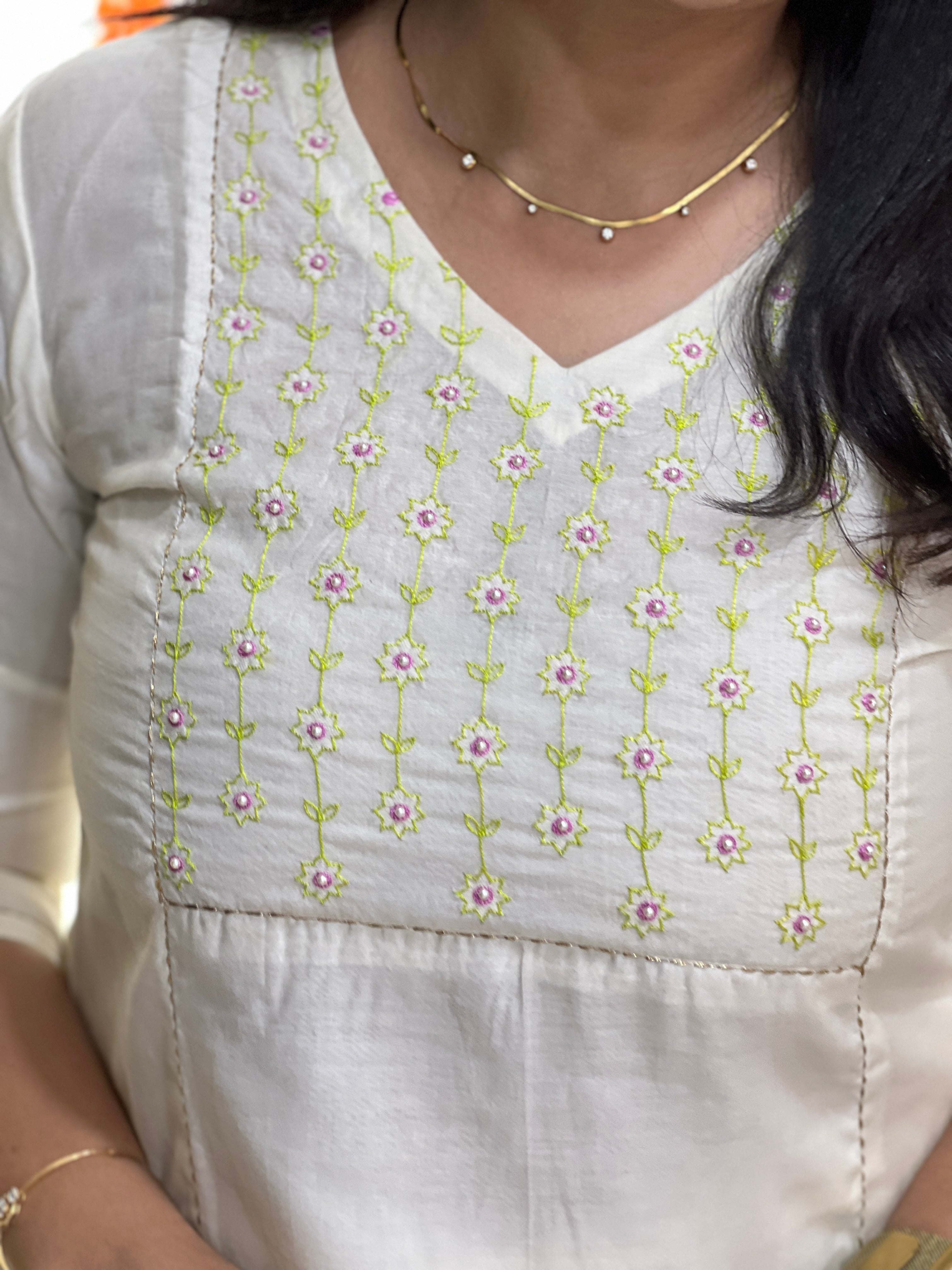 Embroidery With Sequence Detailed Chanderi Silk Kurta Material | DN762