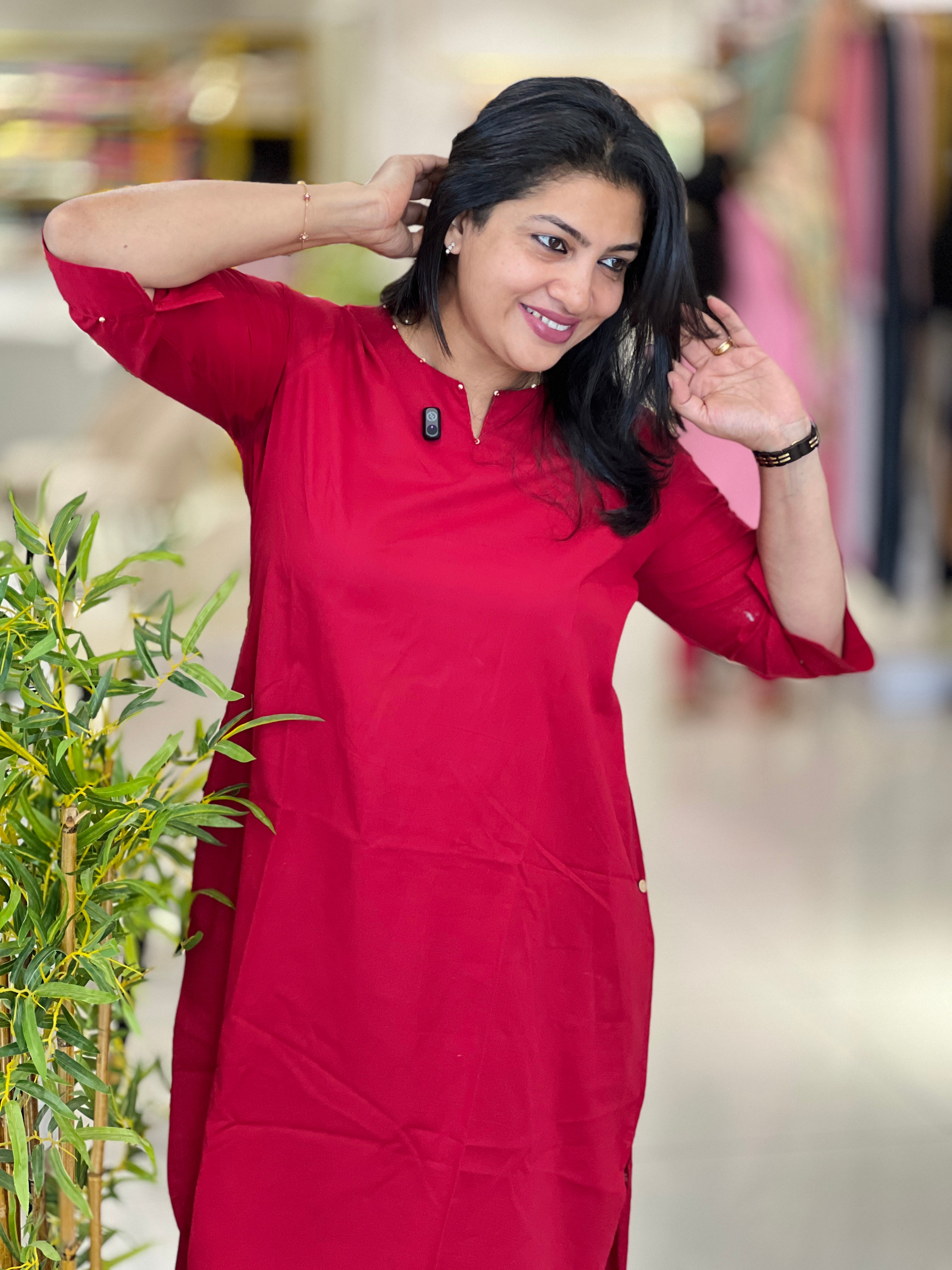 Kantha and Bead Detailed Cotton kurta Set | NCF347