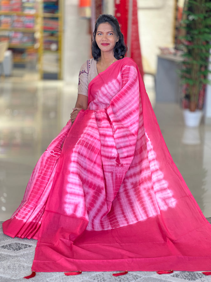 Shibori Tie & Dye Pattern Mul Cotton Saree | RP711