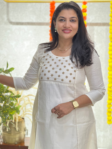 Embroidery With Beads Detailed Chanderi Silk Kurta Material | DN761