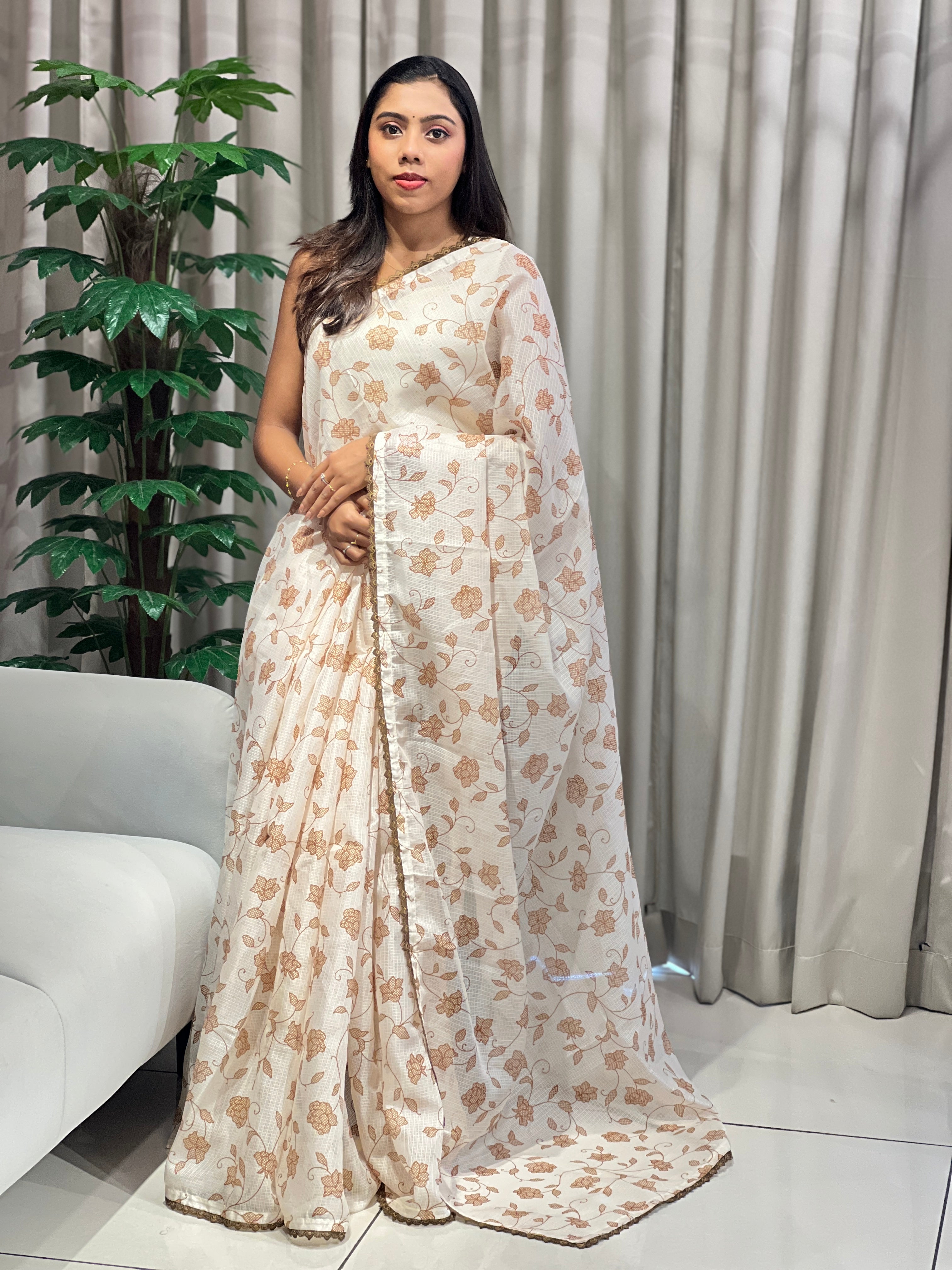 Floral Jaal Embroidery Detailed Kota Saree | HT312