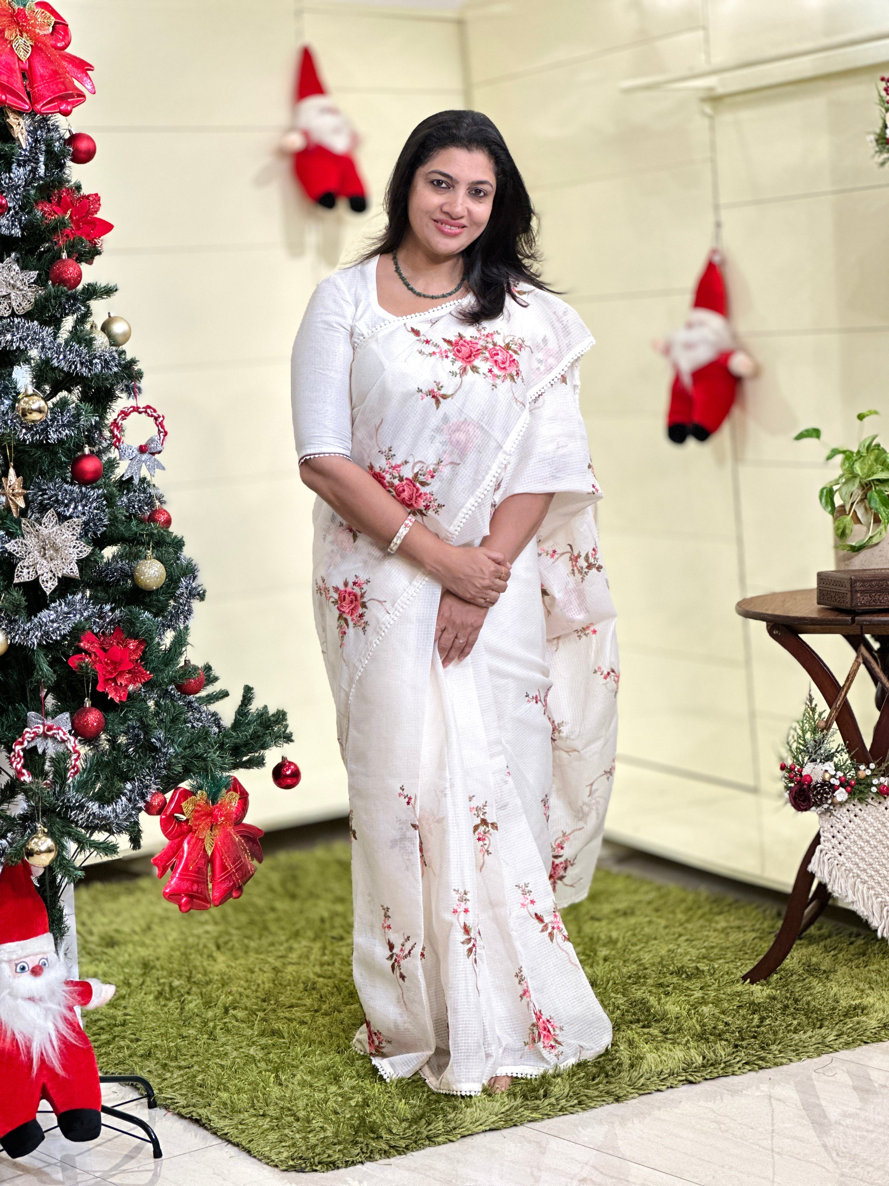 Floral Machine Embroidered Silky Kota Saree | BLD1621