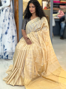 Stripe Weaved Bhagalpuri Linen Saree | SK301