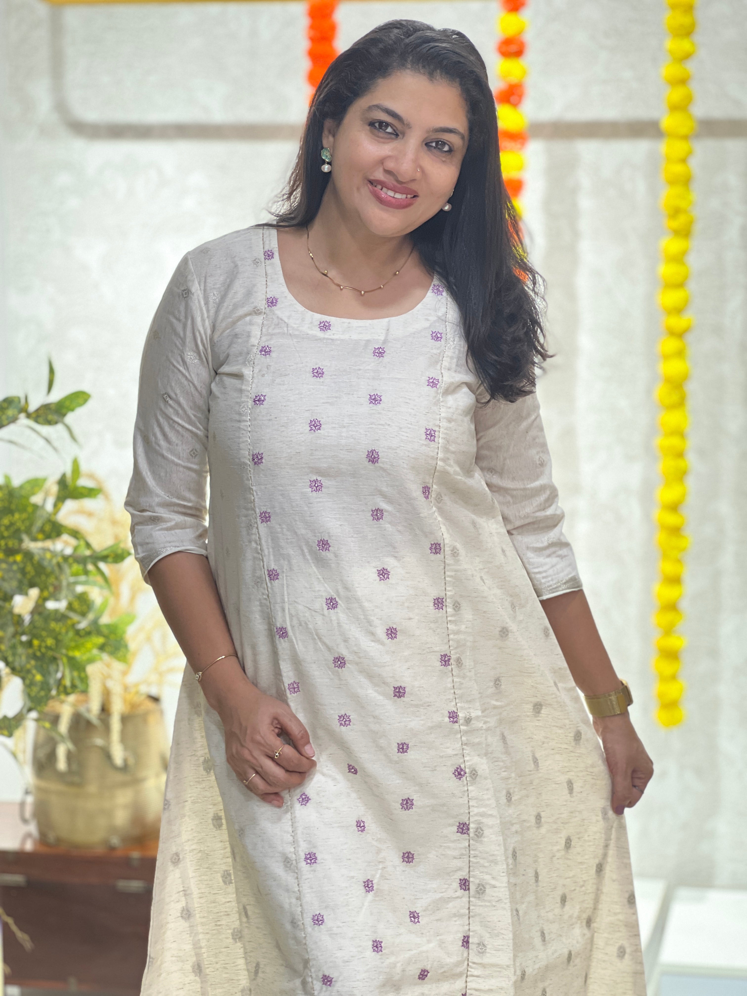 Banarasi Butta With Embroidery Detailed Chanderi Silk Kurta Material | DN760