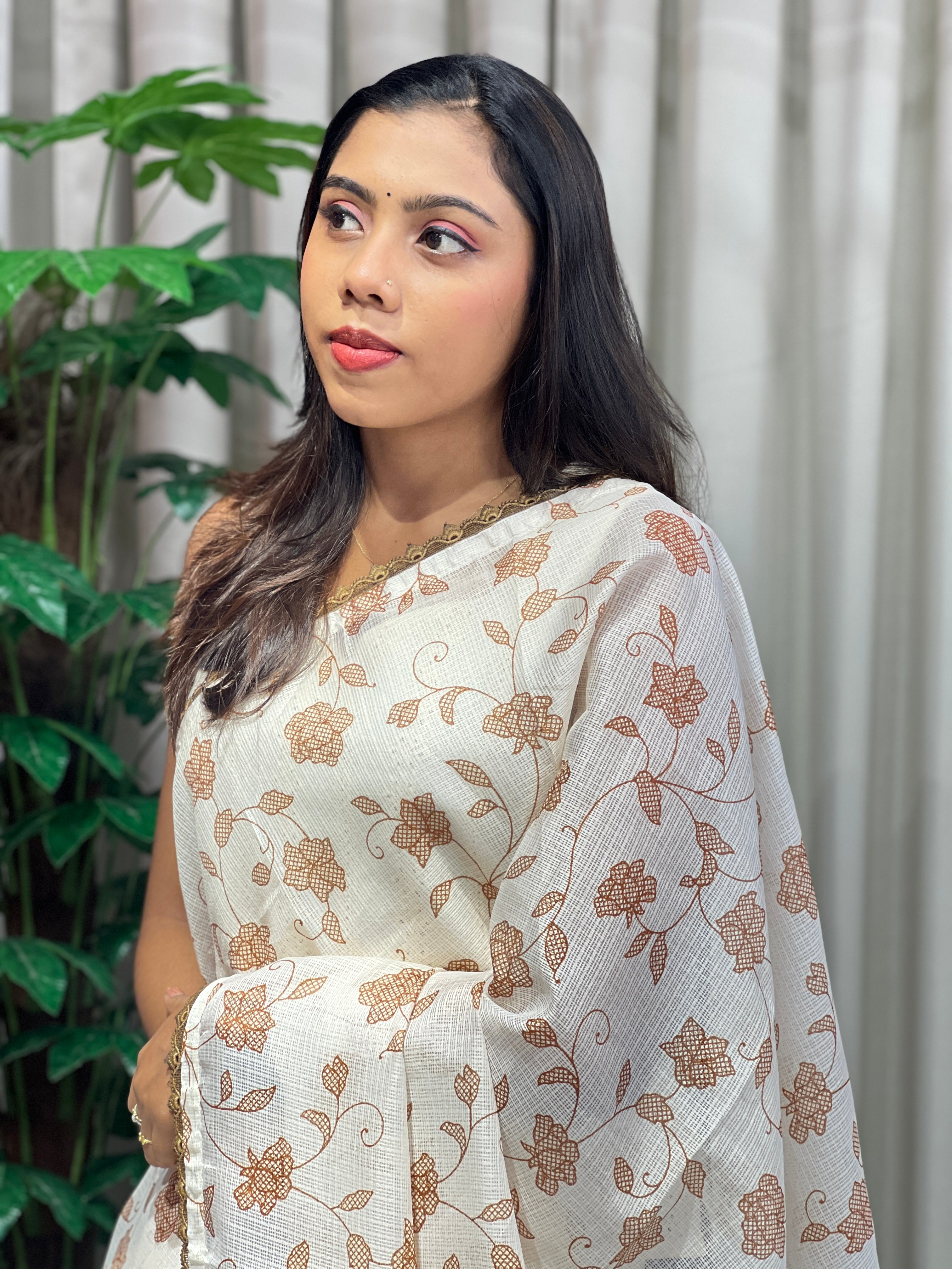 Floral Jaal Embroidery Detailed Kota Saree | HT312