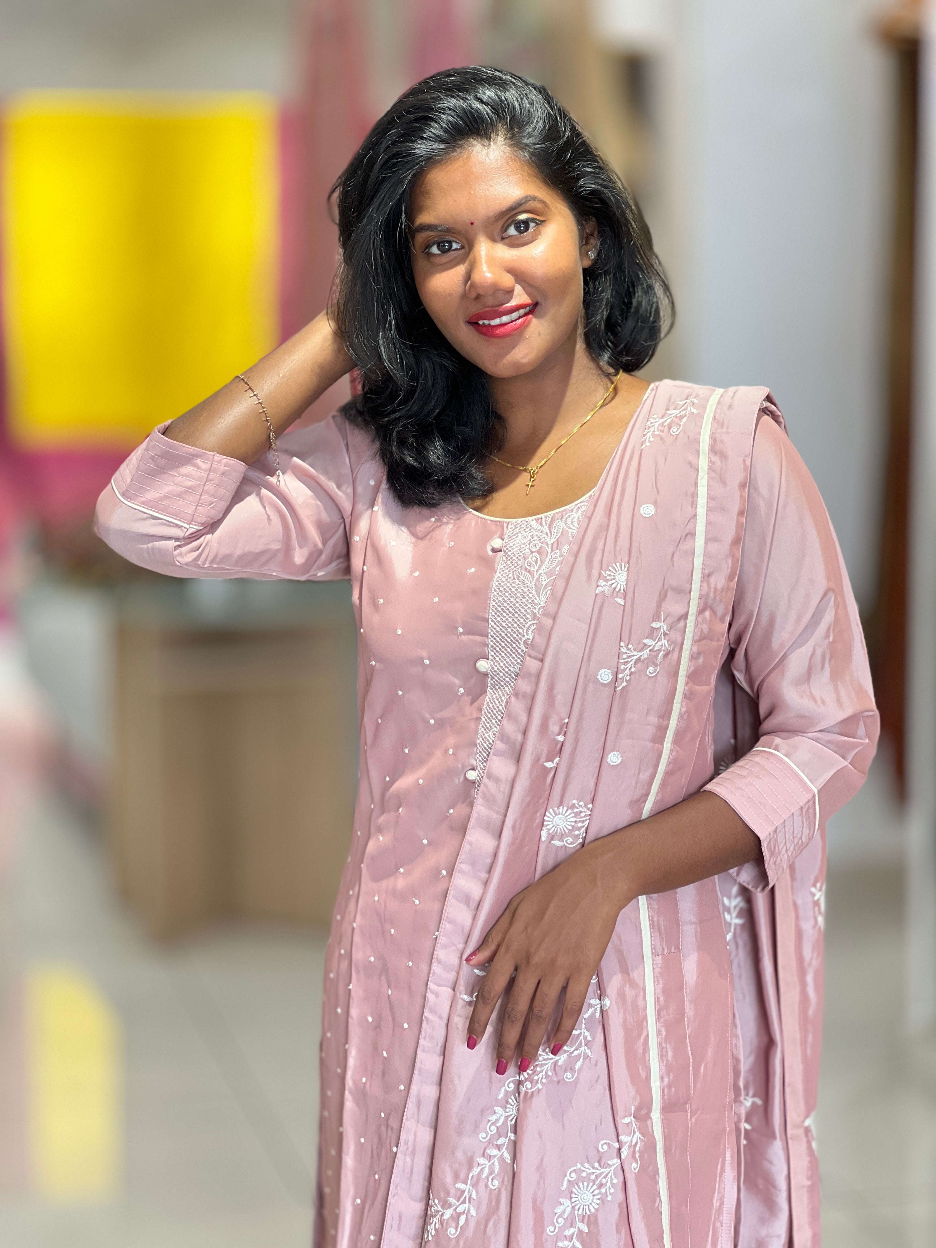 Embroidery Semi Silk Kurta Set | YAS169