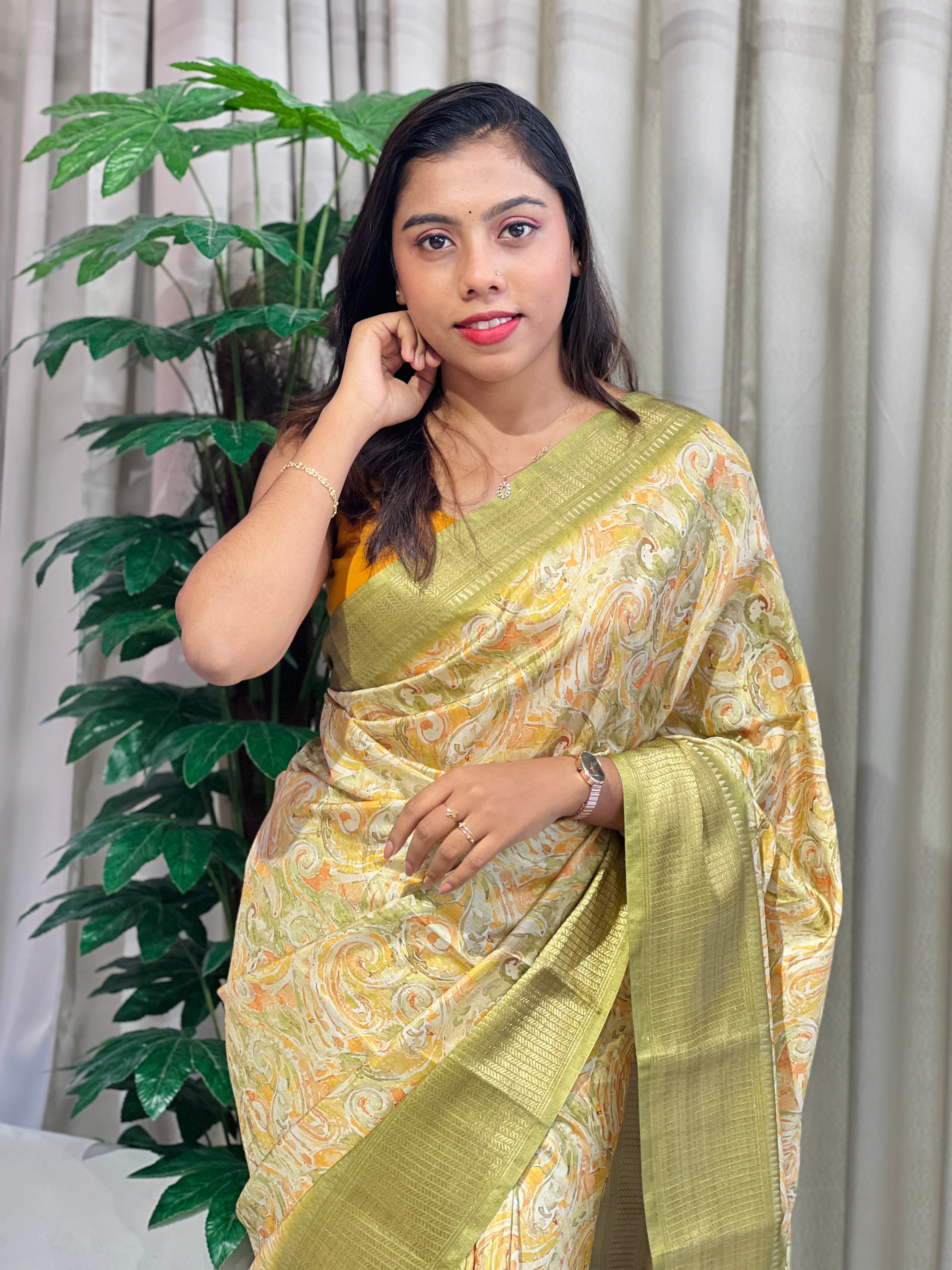 Digital Print Design Modal Finish Chanderi Saree | SHF167