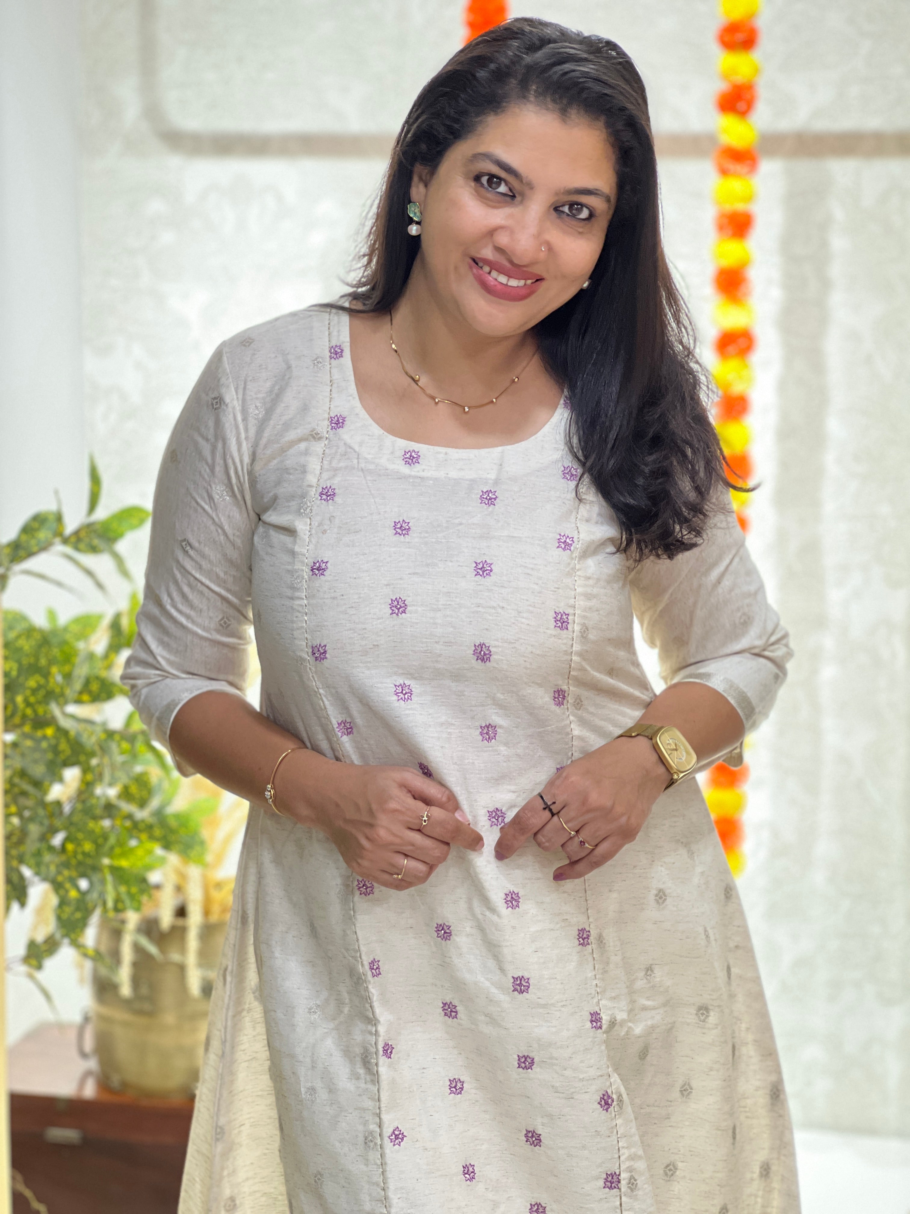 Banarasi Butta With Embroidery Detailed Chanderi Silk Kurta Material | DN760