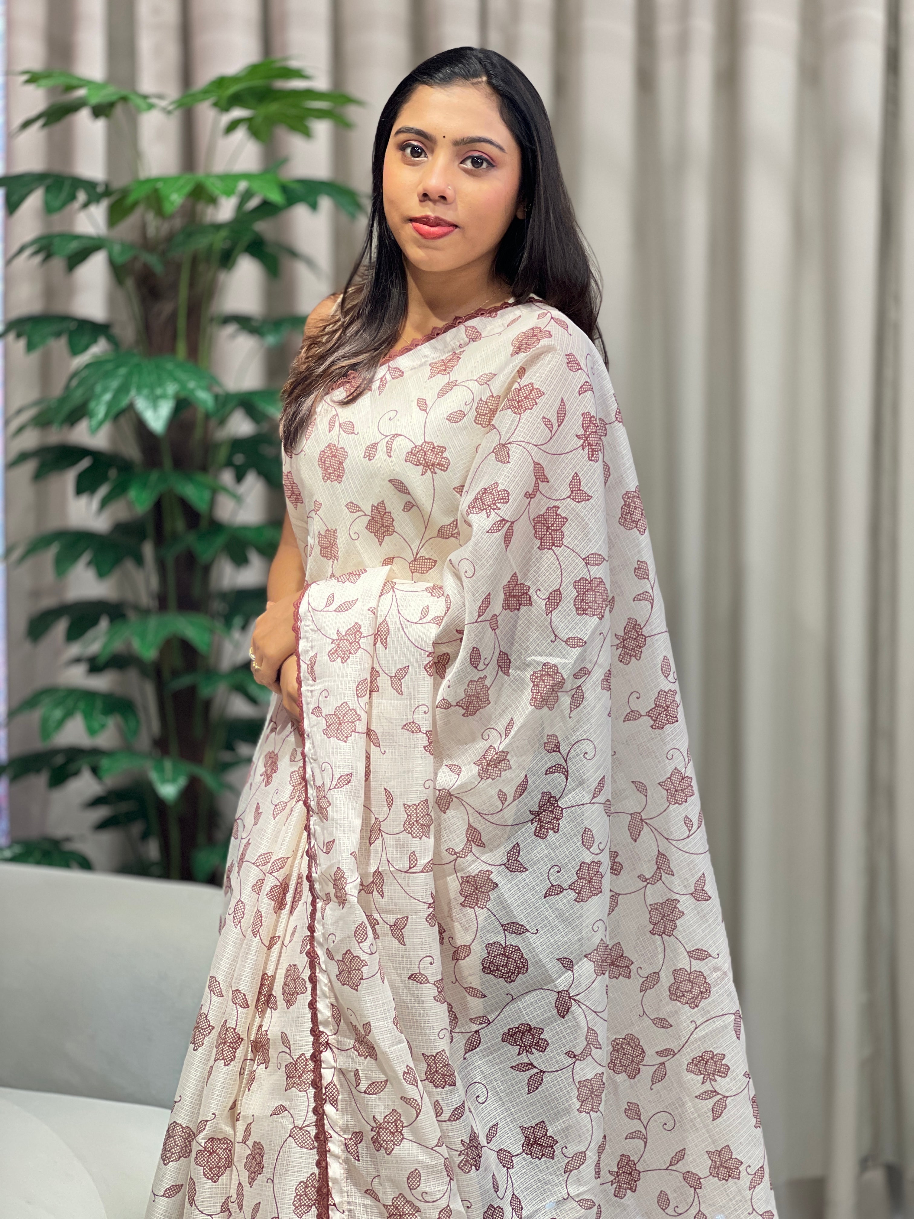 Floral Jaal Embroidery Detailed Kota Saree | HT311