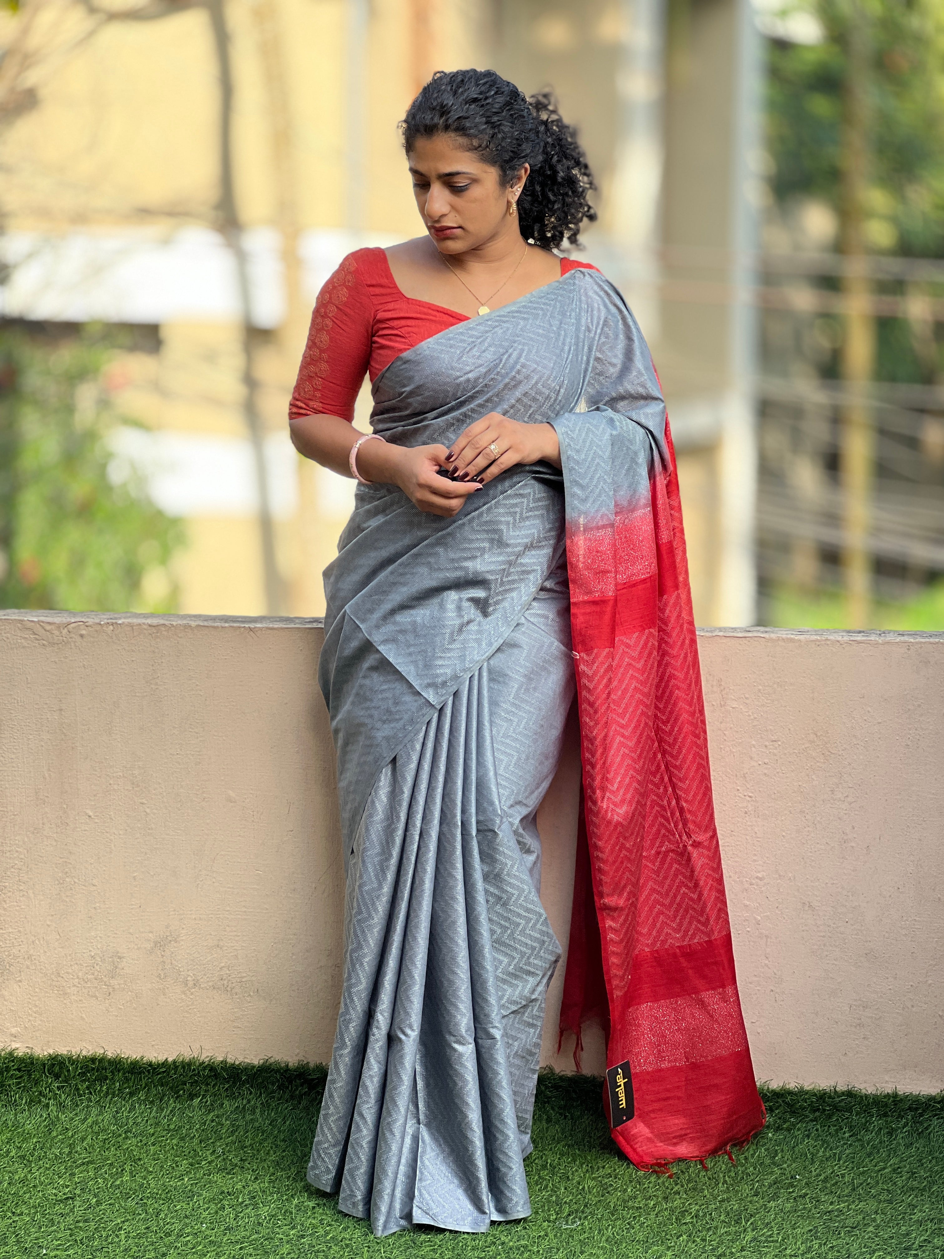 Kantha Weaving Bhagalpuri Linen Saree | NHH296