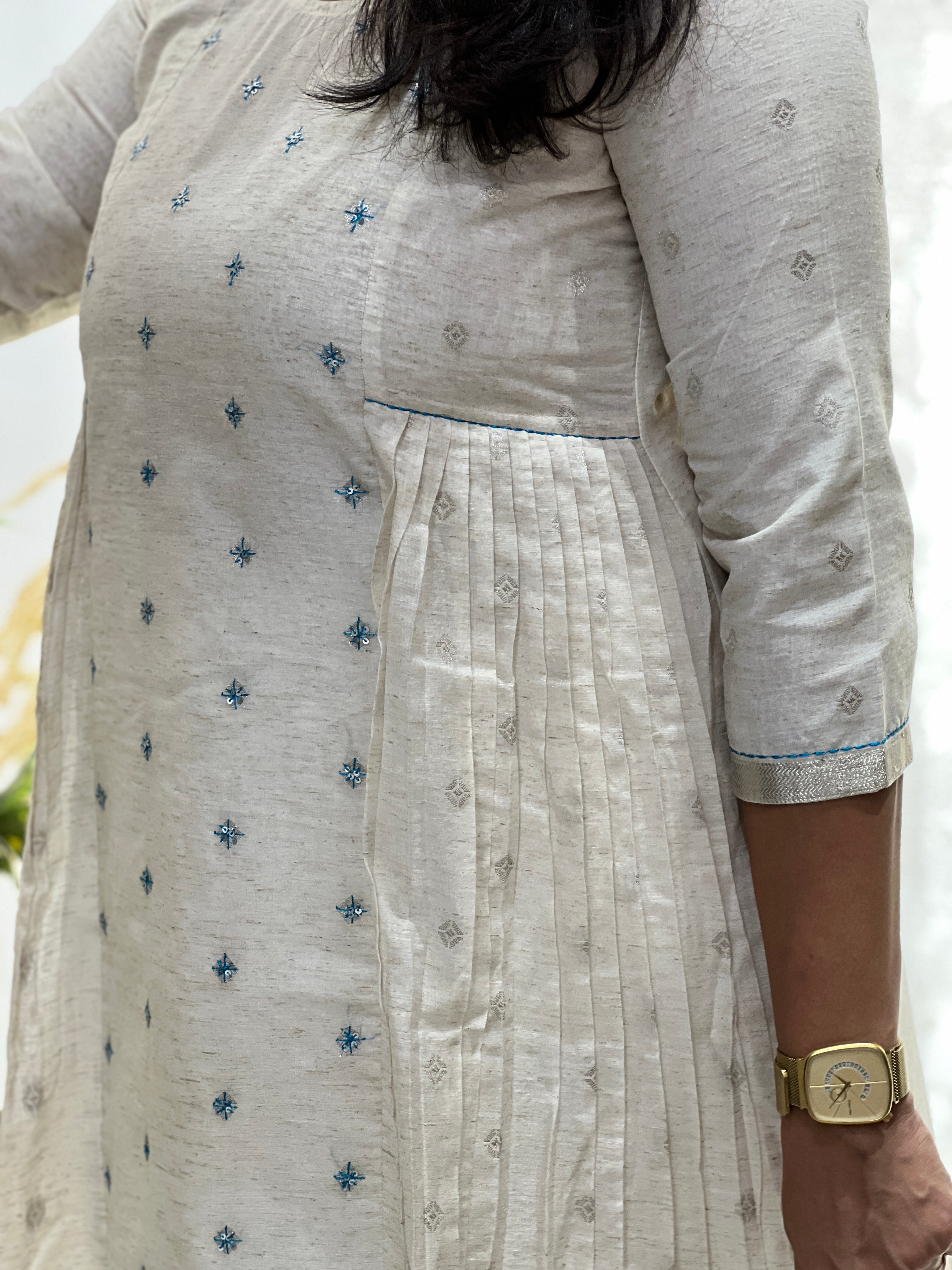 Banarasi Butta With Embroidery Detailed Chanderi Silk Kurta Material | DN759
