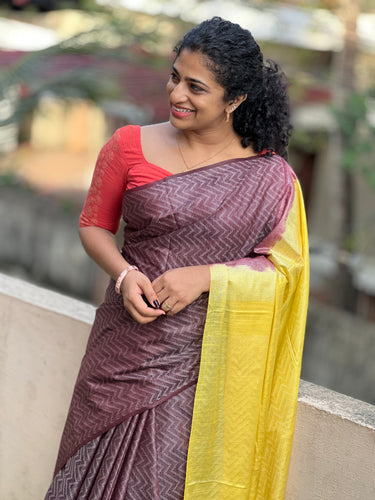 Kantha Weaving Bhagalpuri Linen Saree | NHH299