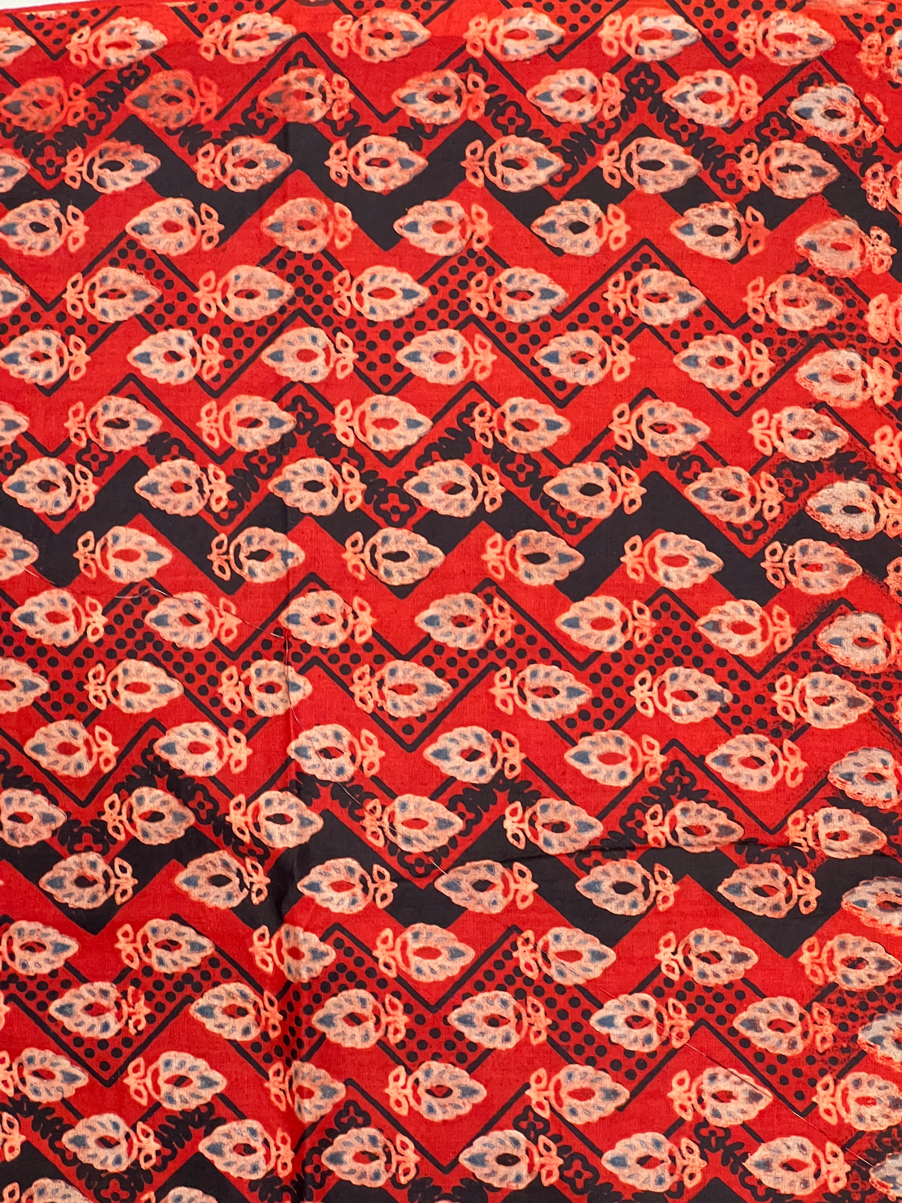 Ajrakh Pattern Printed Cotton Saree | VFC631