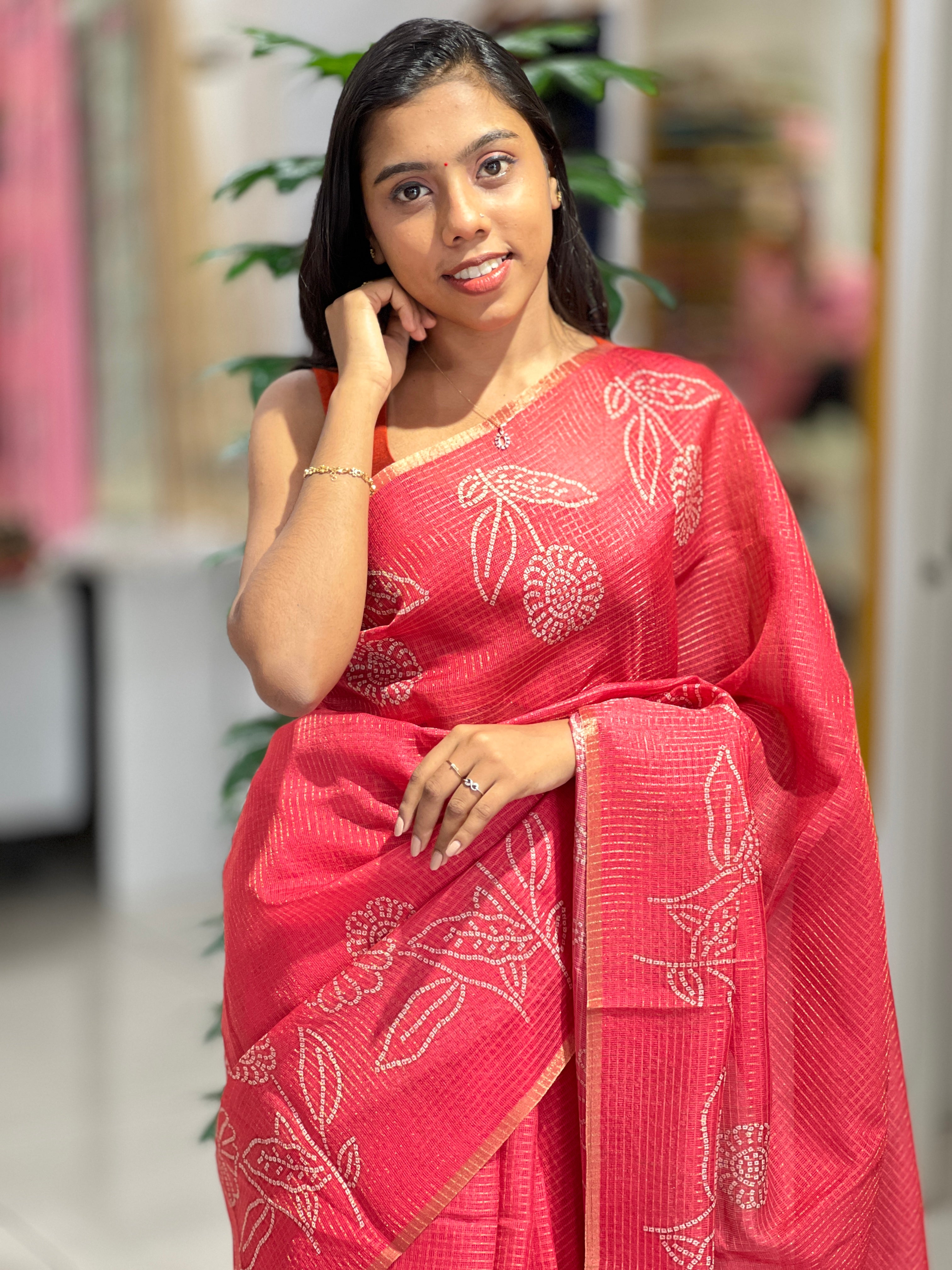 Digital Printed Tissue Check Kota Saree | SSN155