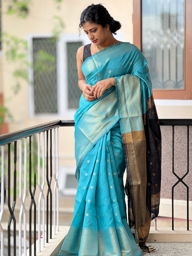 Zari Weaving Raw Silk Finish Saree | NHH326